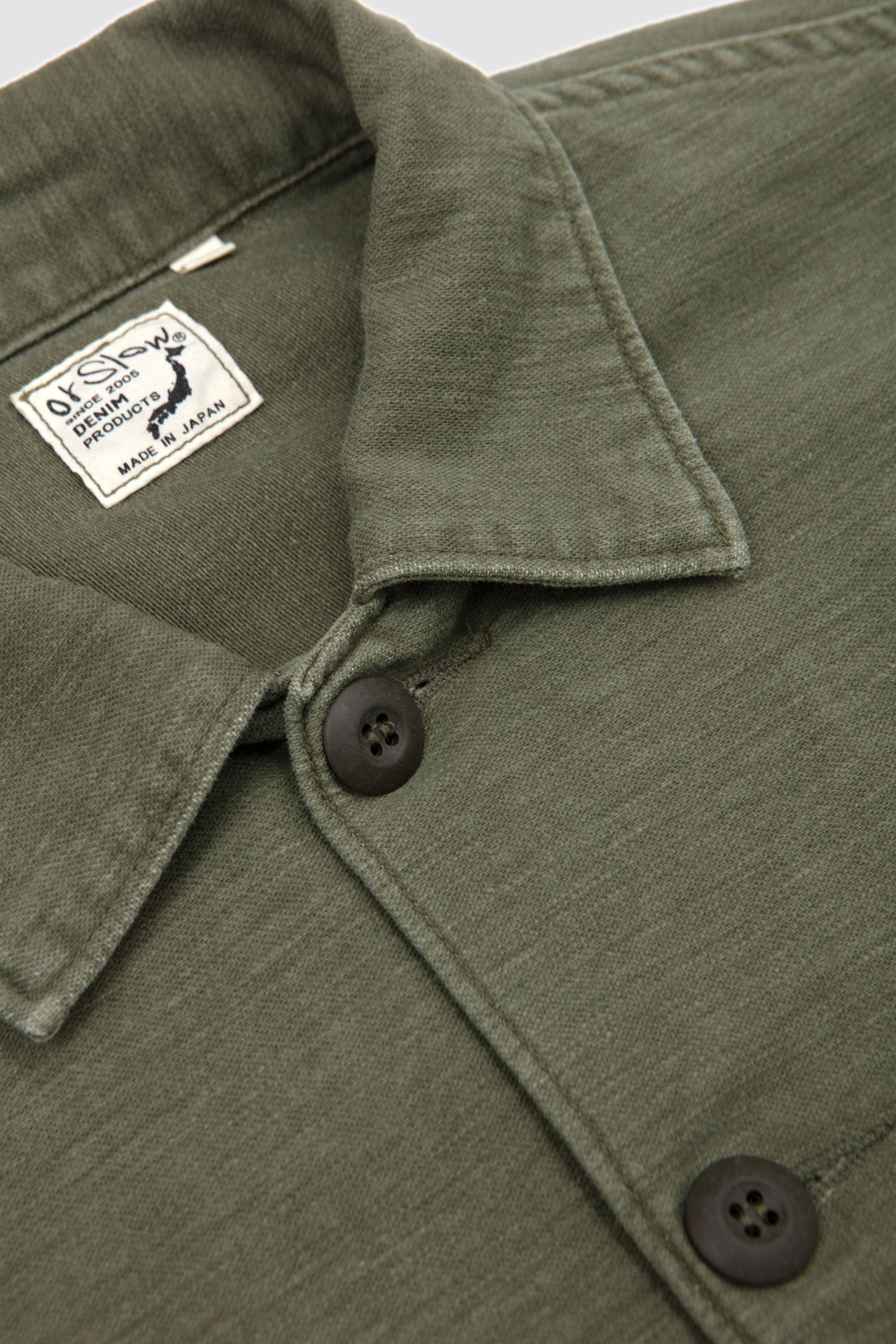 Vintage Washed 4 Pockets U.S. Army Shirt Dark Olive Stone_2