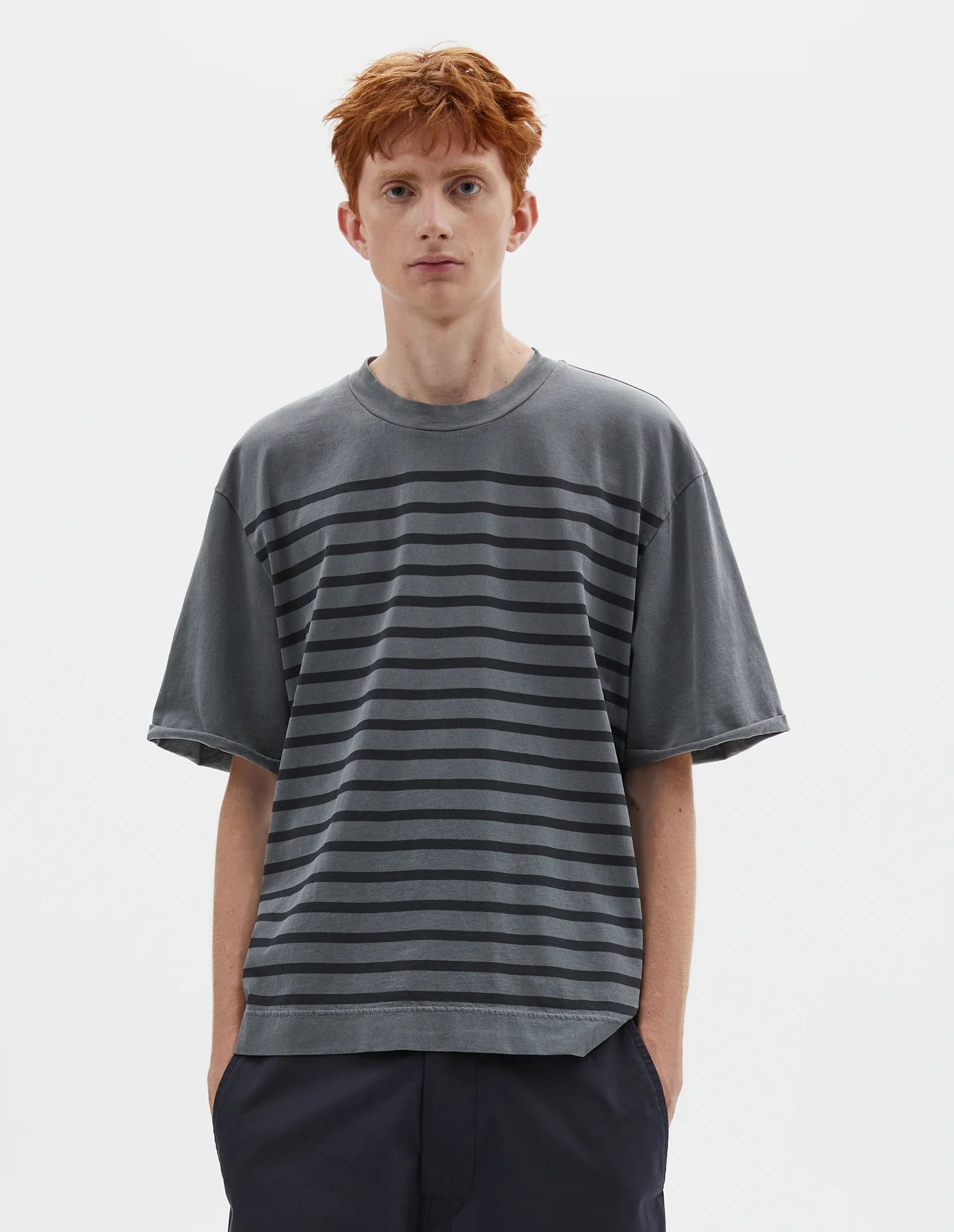 Overdye Stripe T-Shirt Lightweight Dry Jersey Carbon/ Black