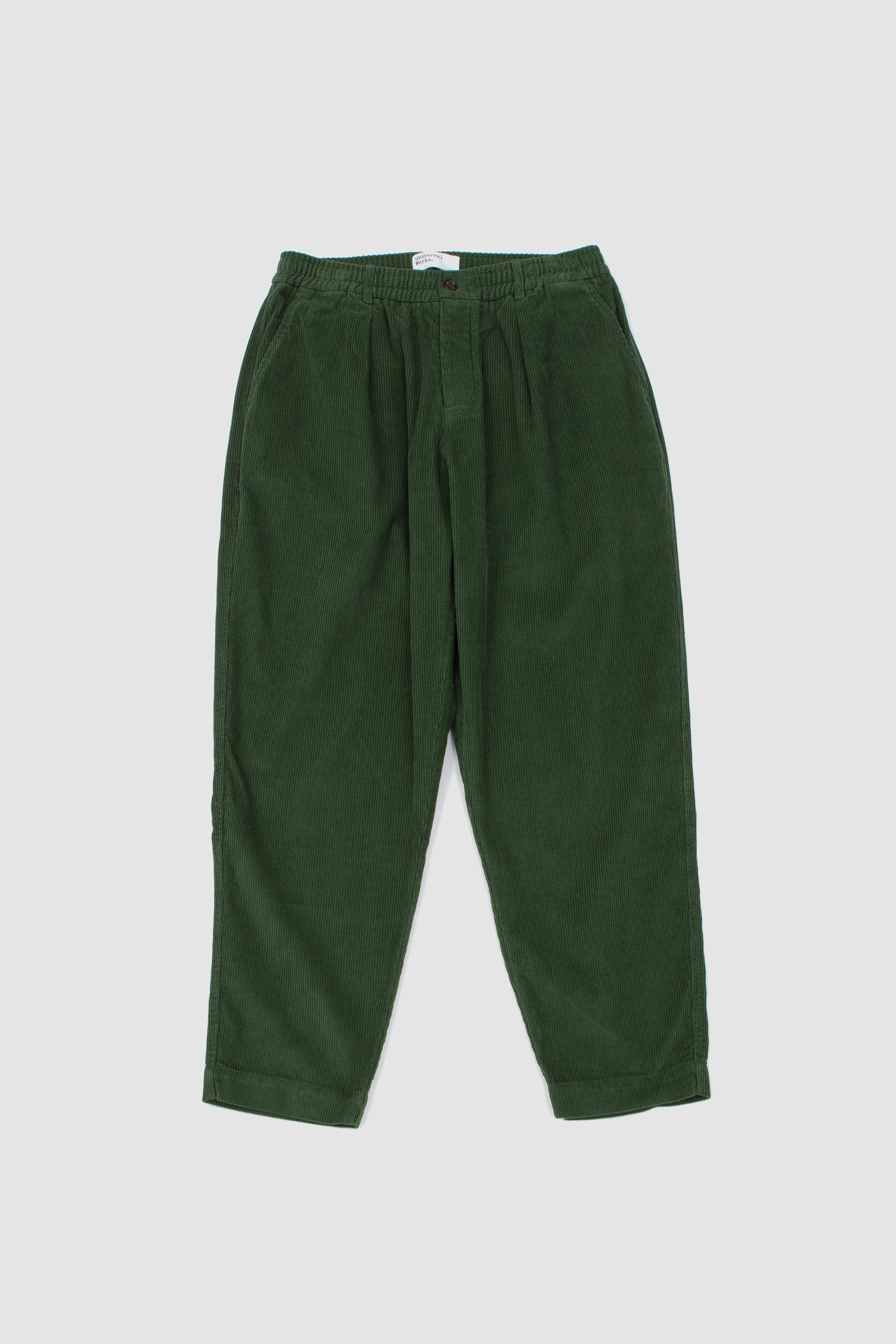 Pleated Track Pant Cord Green_1