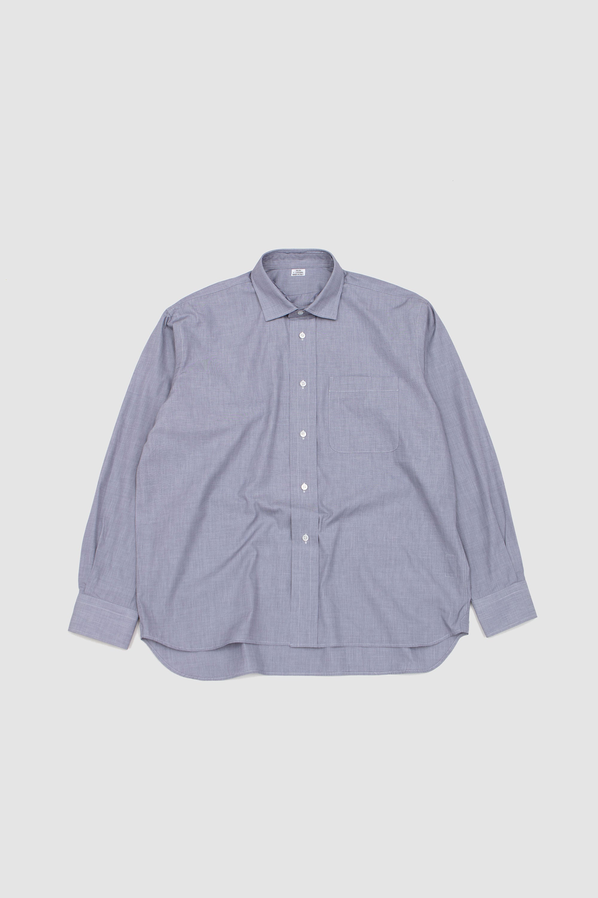 Double Collar Pocket Shirt Black End on End