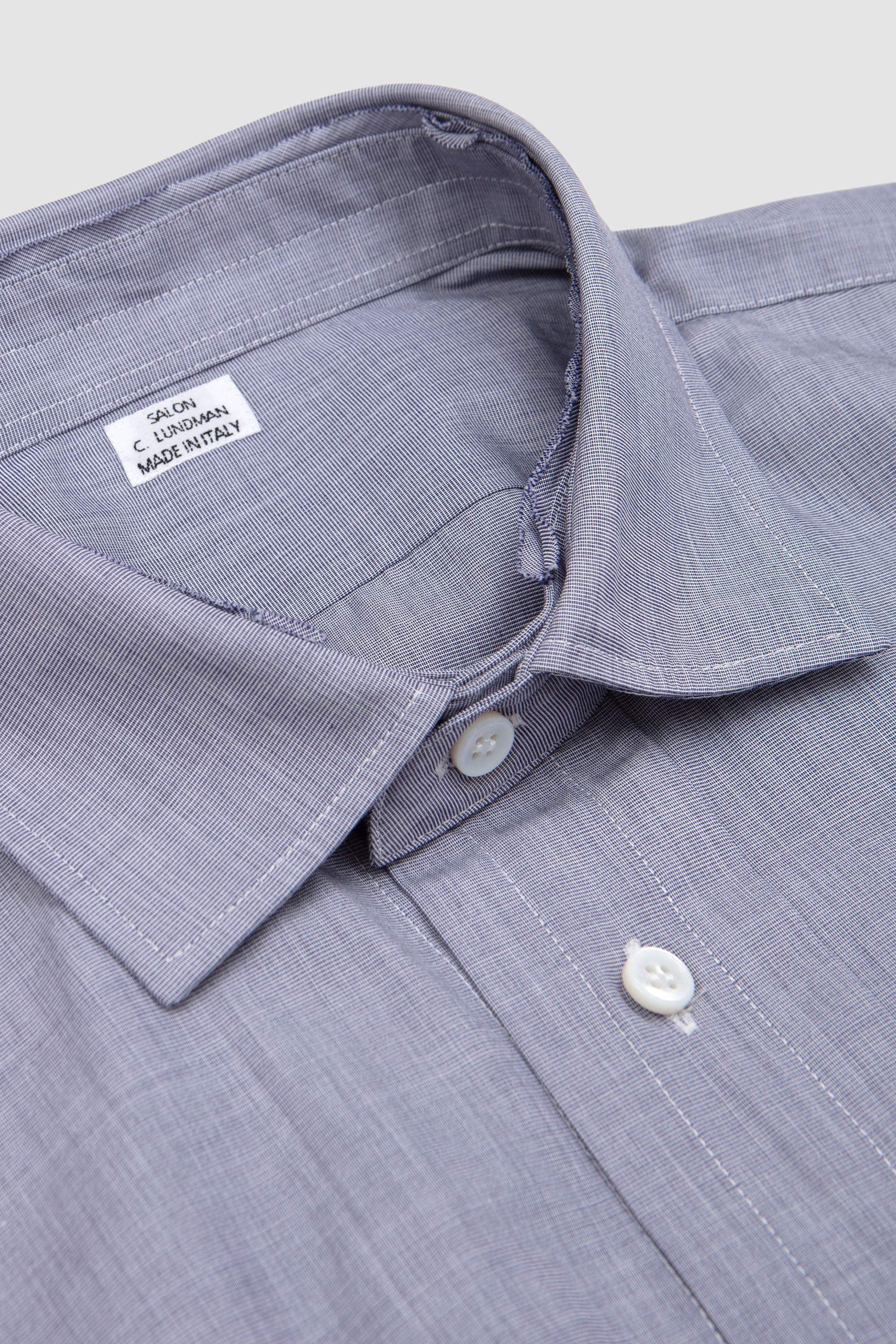 Double Collar Pocket Shirt Black End on End