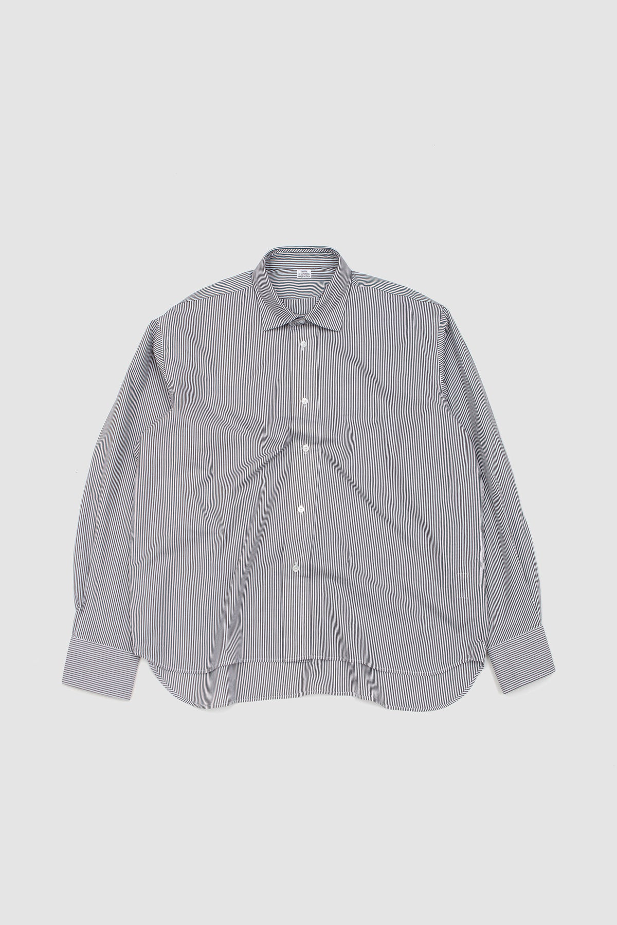 Double Collar Shirt Black/ White Stripe_1