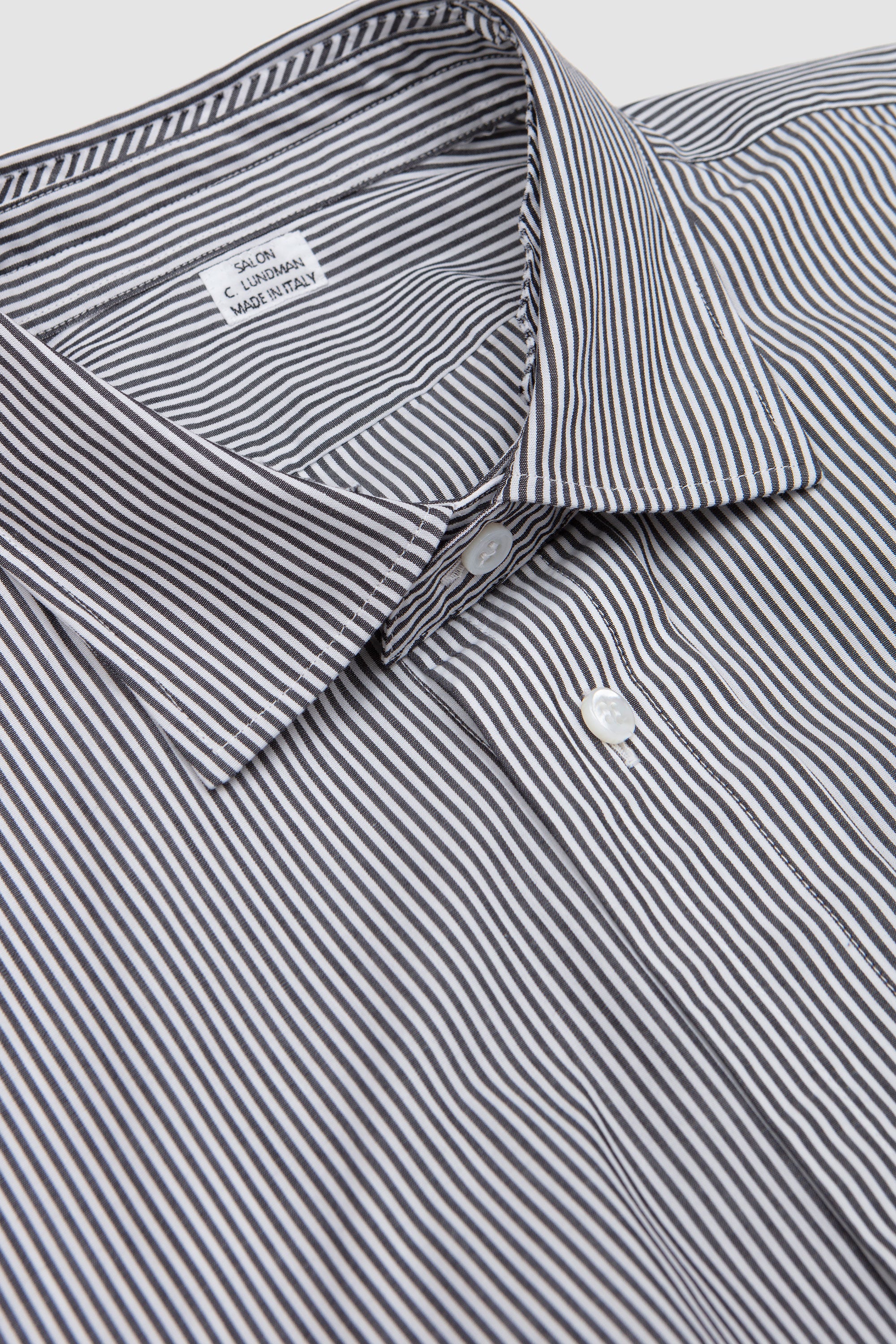 Double Collar Shirt Black/ White Stripe