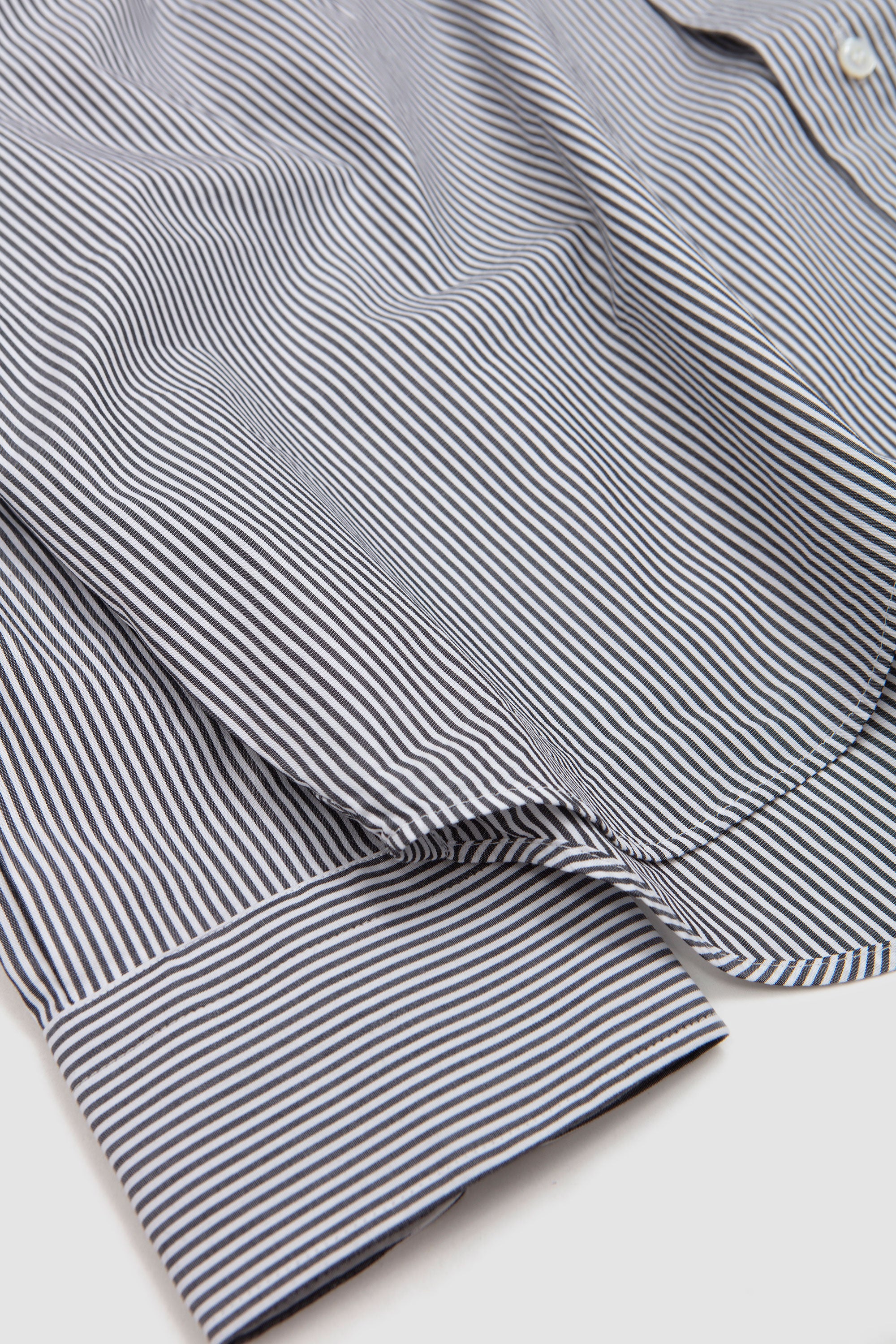 Double Collar Shirt Black/ White Stripe