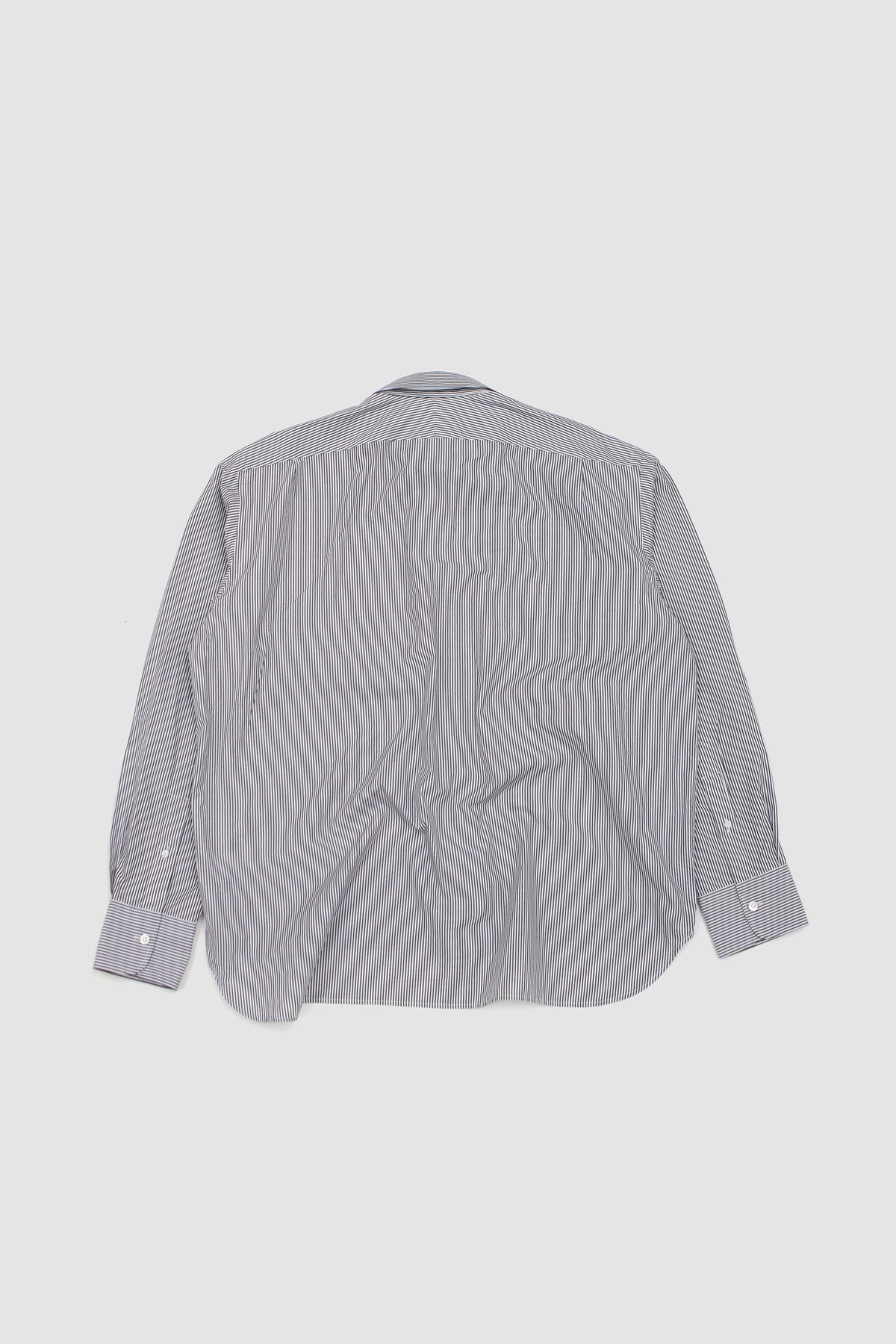 Double Collar Shirt Black/ White Stripe_4