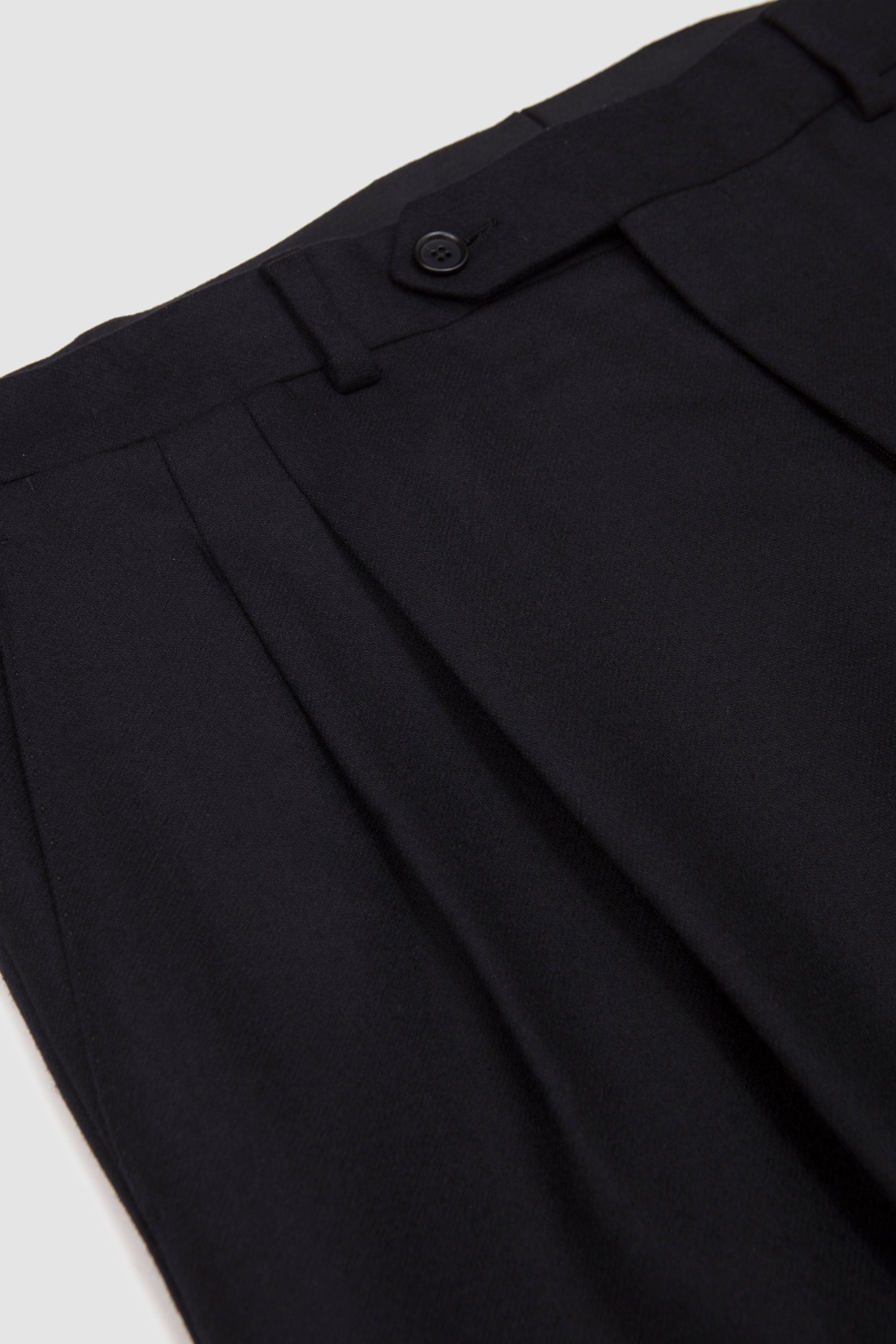 Double Pleat Flannel Trousers Black