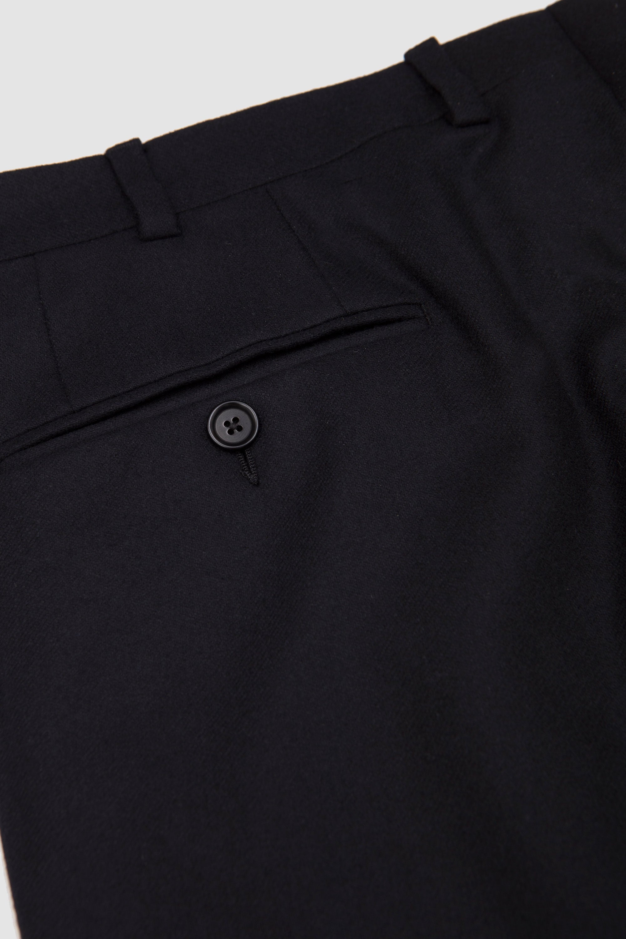 Double Pleat Flannel Trousers Black