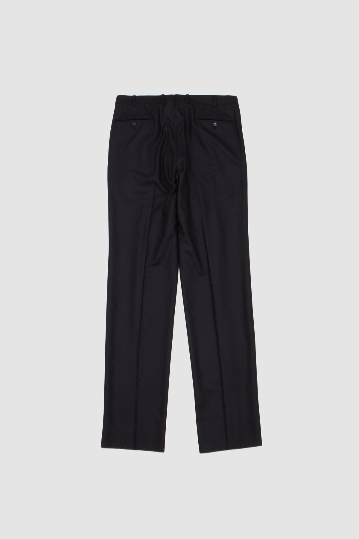 Double Pleat Flannel Trousers Black_4