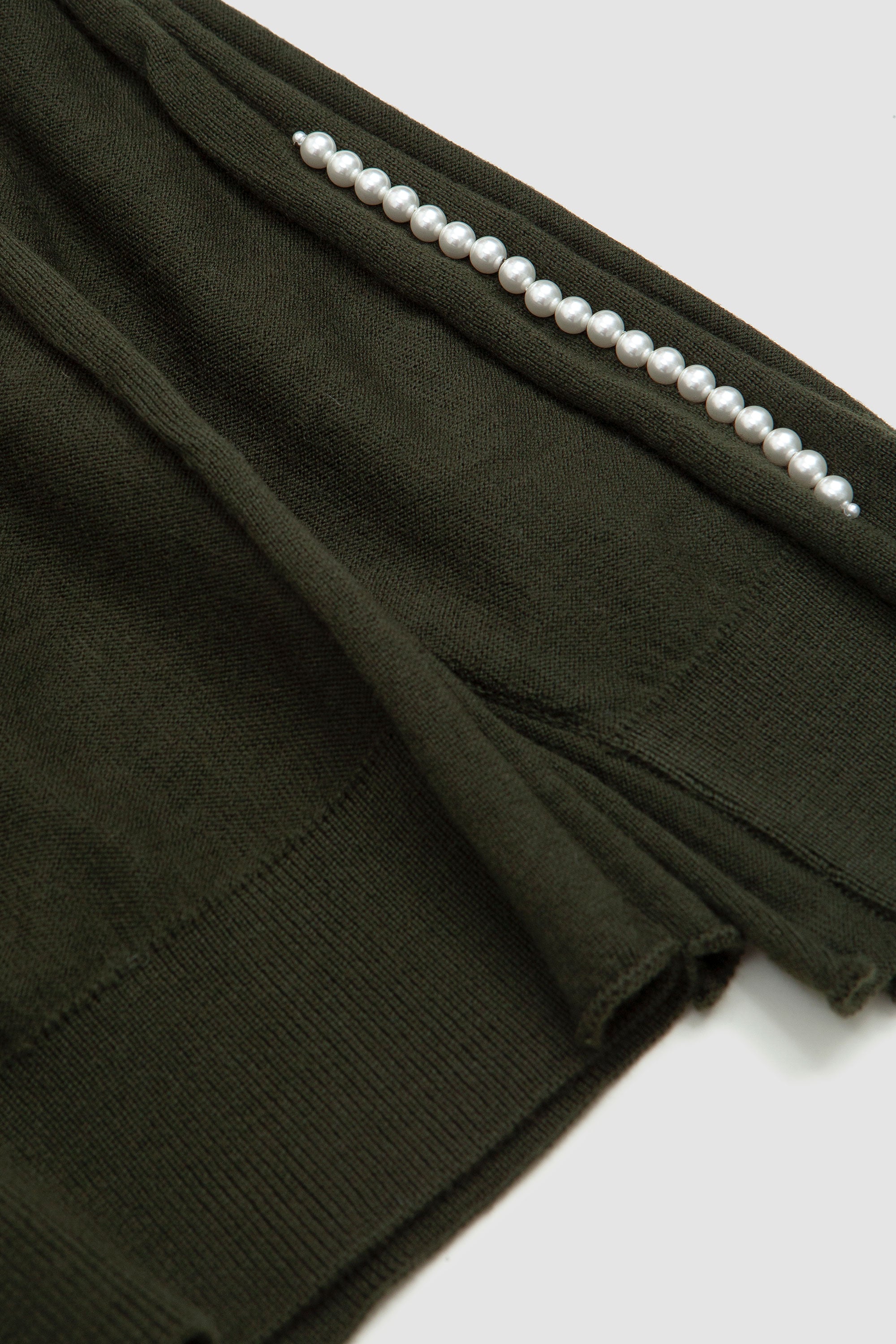 Beaded Inverted Seam Cardigan Moss/Pearl