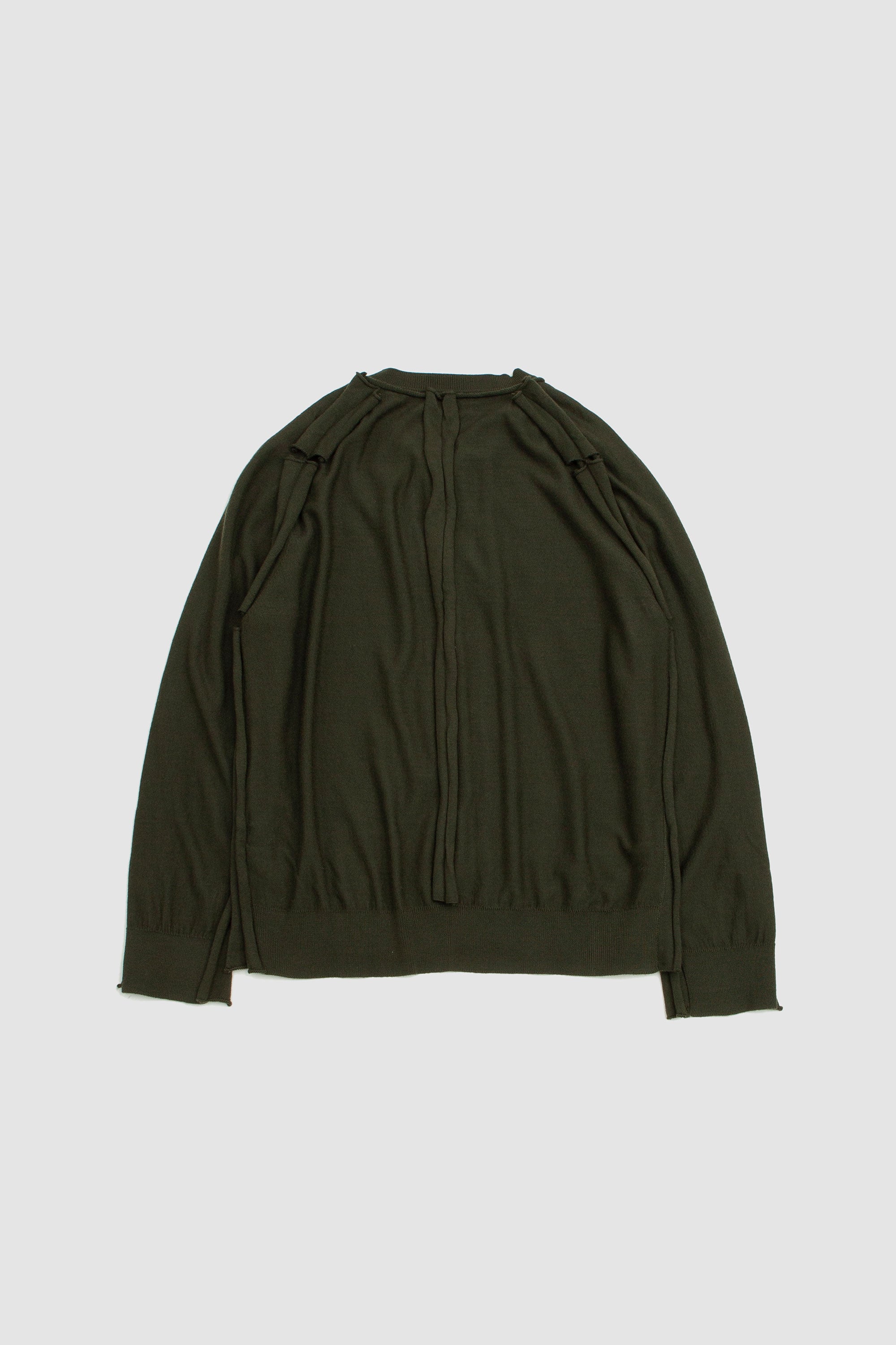 Beaded Inverted Seam Cardigan Moss/Pearl_4