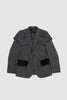 SPORTIVO STORE_Classic Jacket With Faux Fur Pocket & Daisy Pinstripe Grey