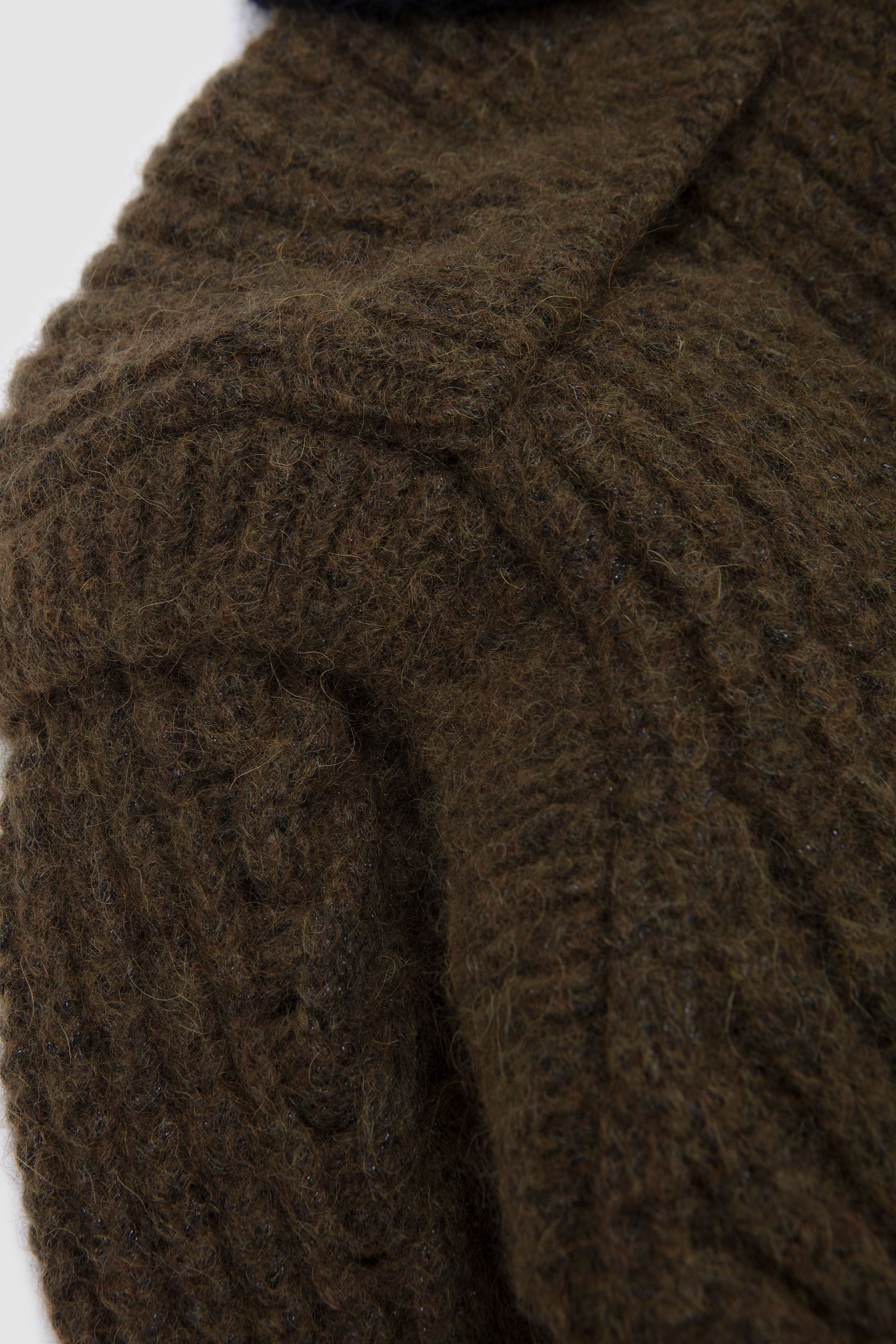 Contrast High Neck Chunky Knit Jumper Olive/ Black