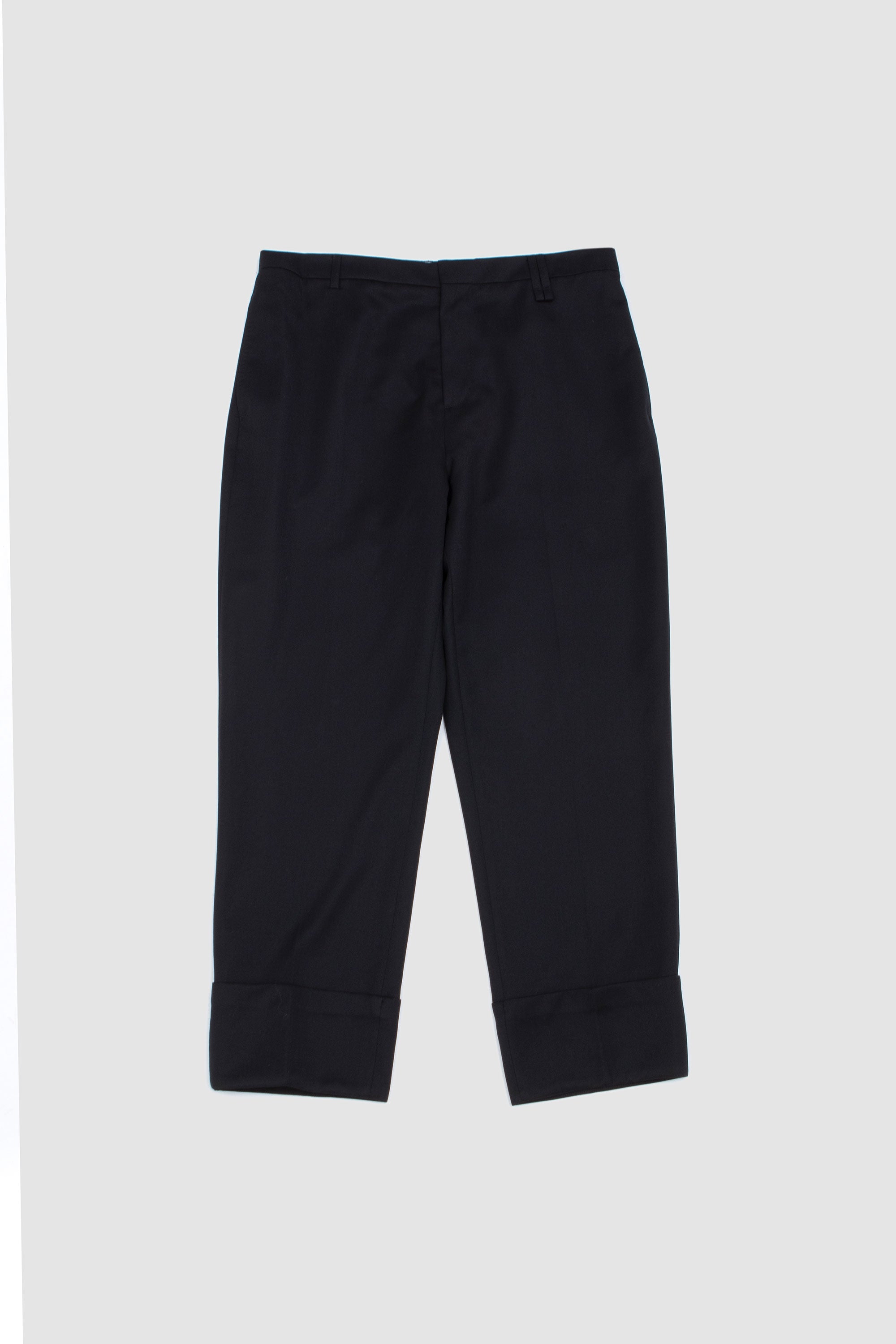 Cuffed Straight Leg Trousers Black