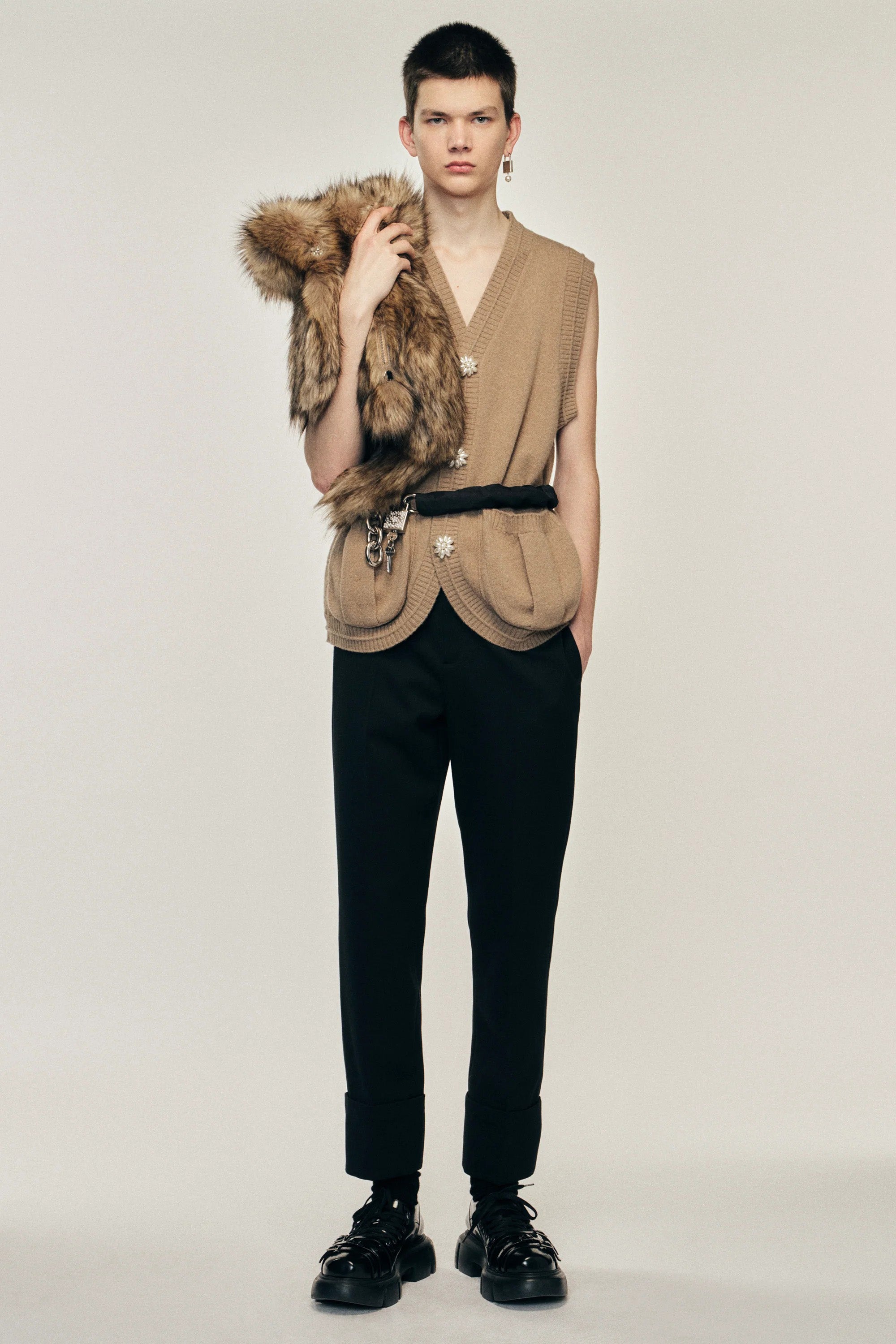 Cuffed Straight Leg Trousers Black