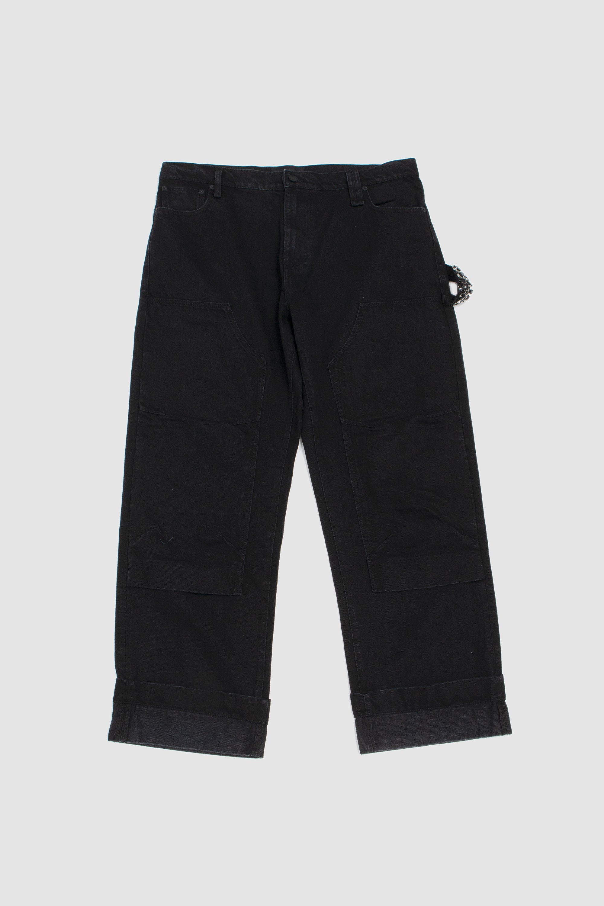 Embellished Straight Workwear Denim Jeans Black/ Jet