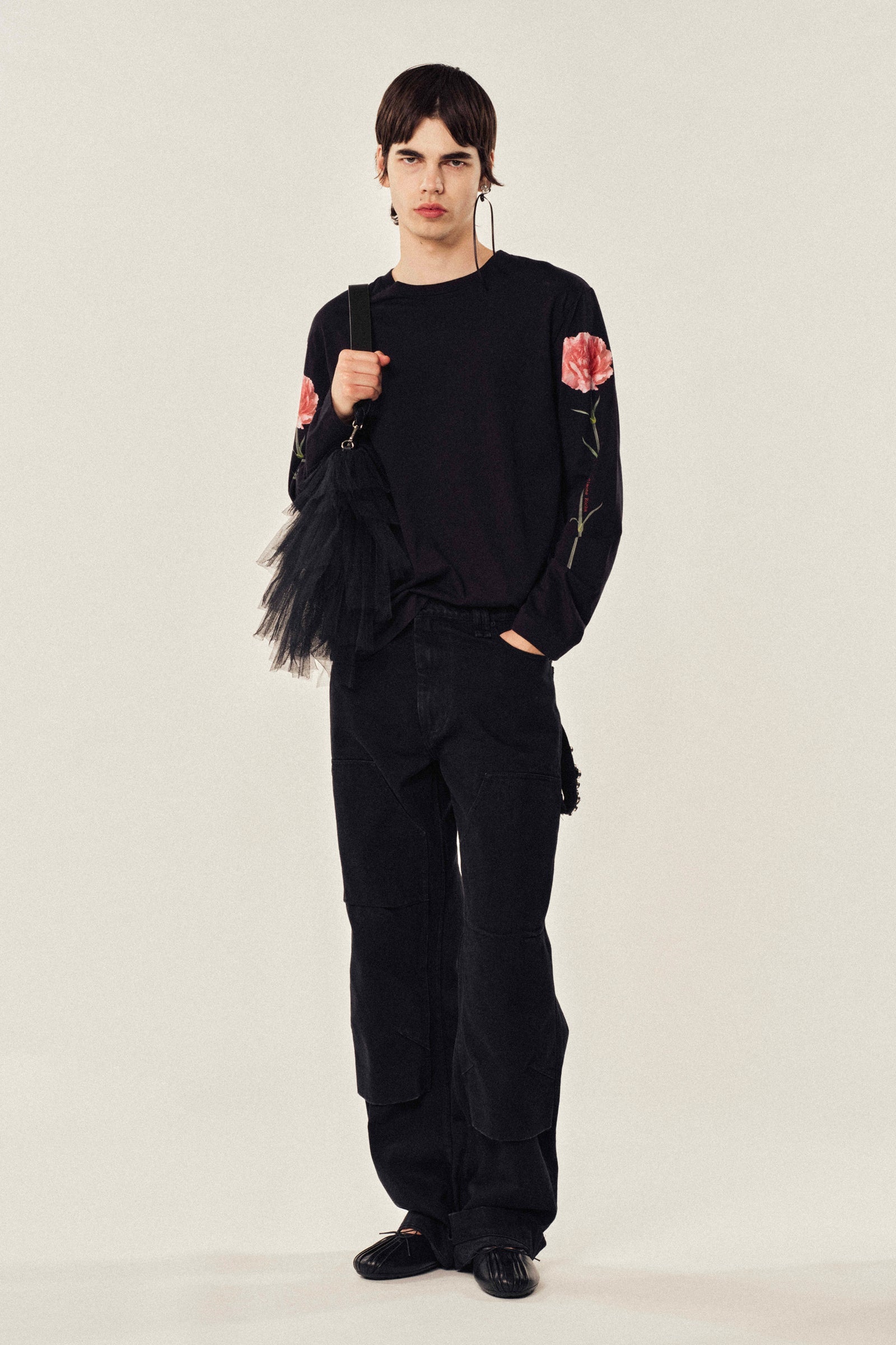 Embellished Straight Workwear Denim Jeans Black/ Jet