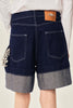 SPORTIVO STORE_Embellished Wide Leg Puddle Denim Shorts Indigo/ Clear_4