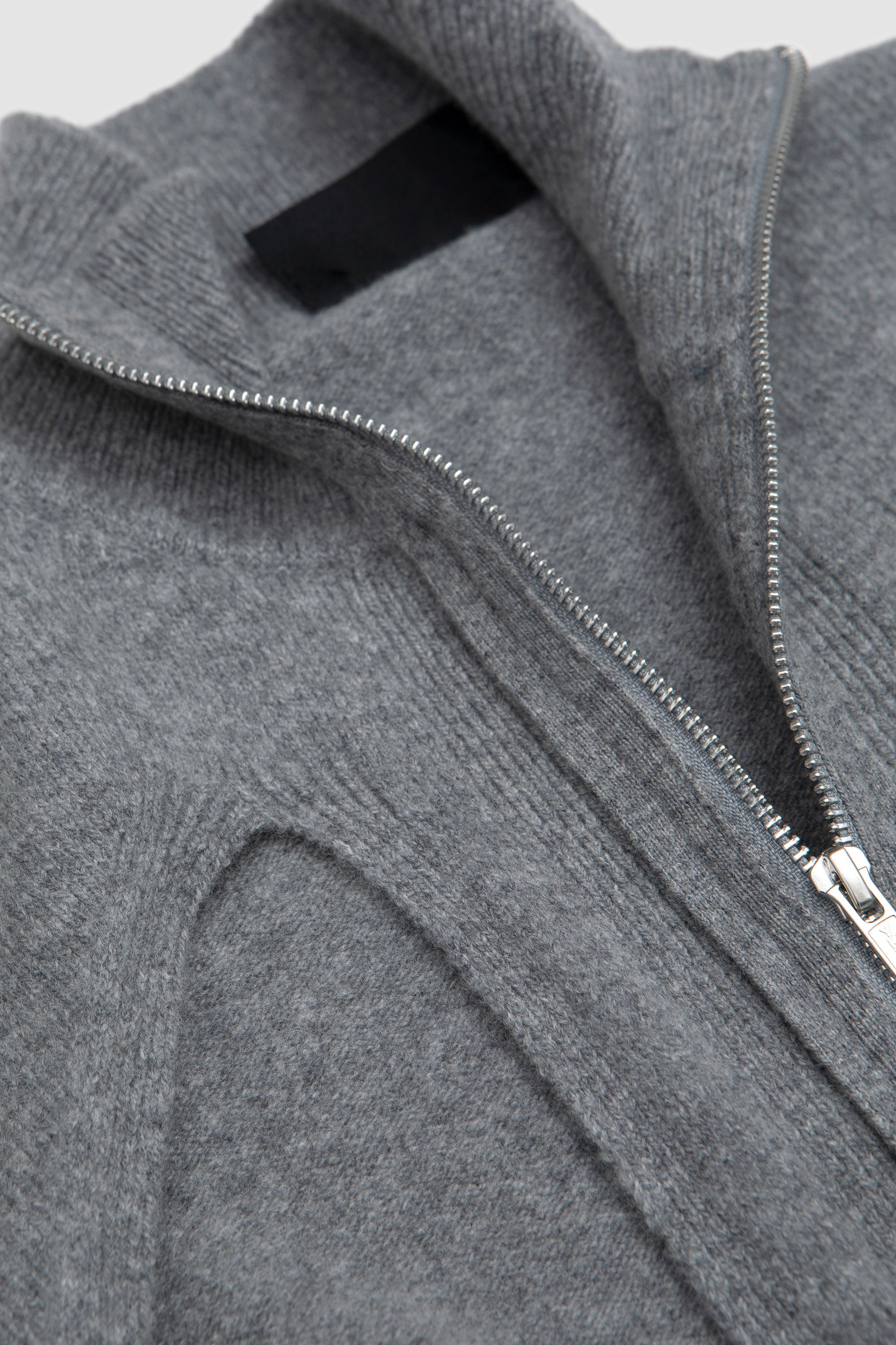 Embellished Window Zip-Up Cardigan Pebble/ Pearl