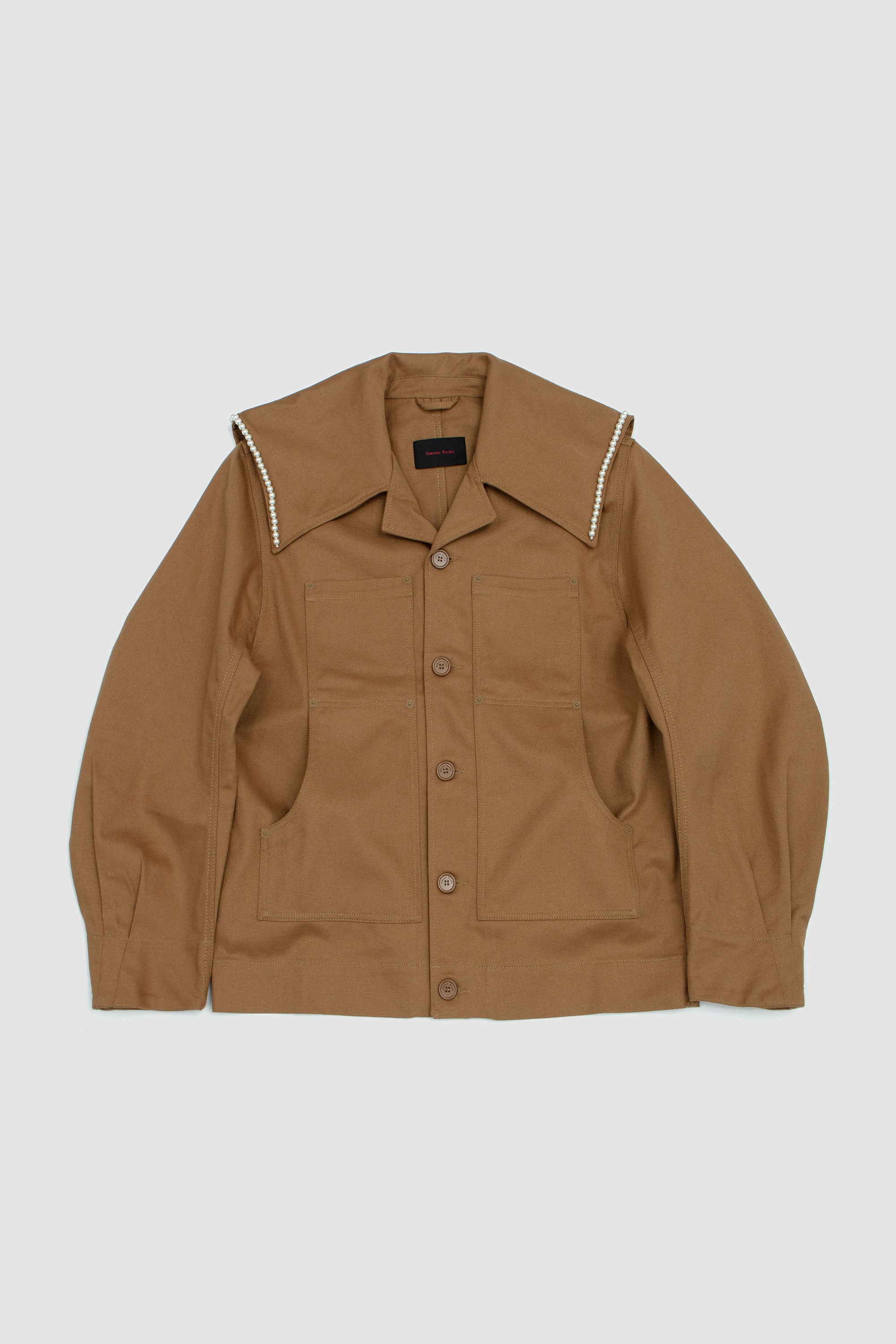 Embellished Workwear Jacket Khaki/ Pearl_1