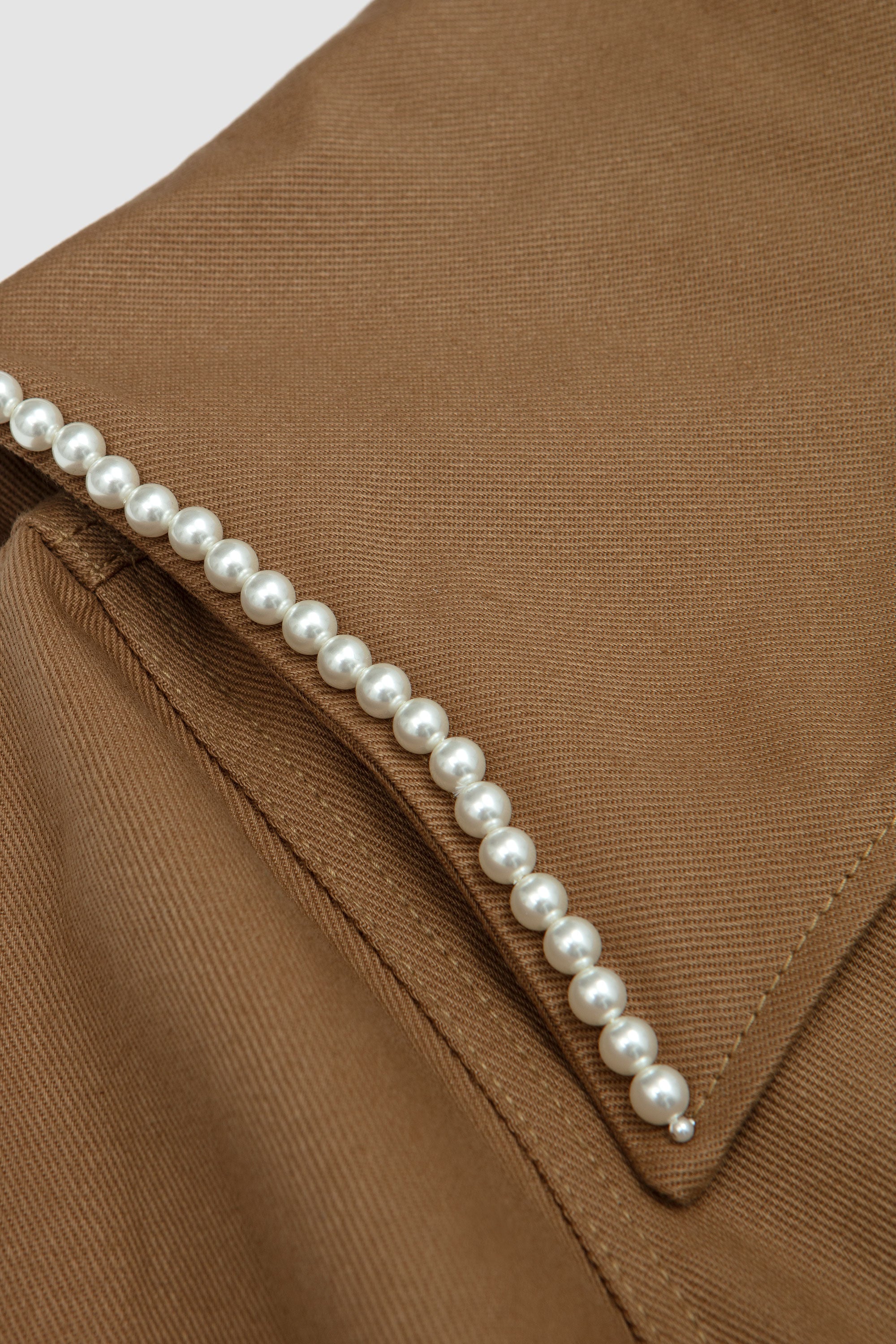 Embellished Workwear Jacket Khaki/ Pearl
