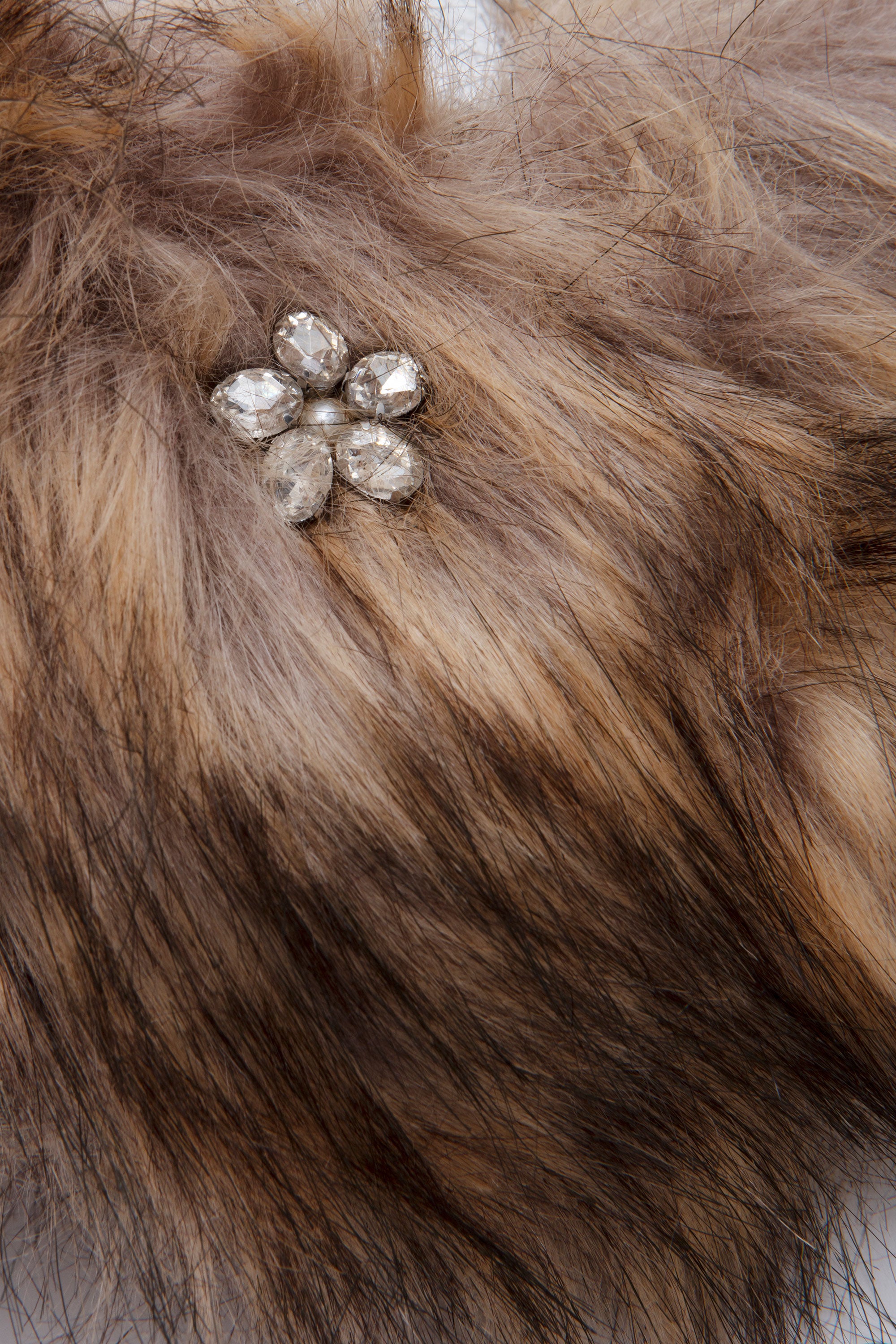 Faux Fur Hare Coin Purse Bag Charm Brown/ Clear