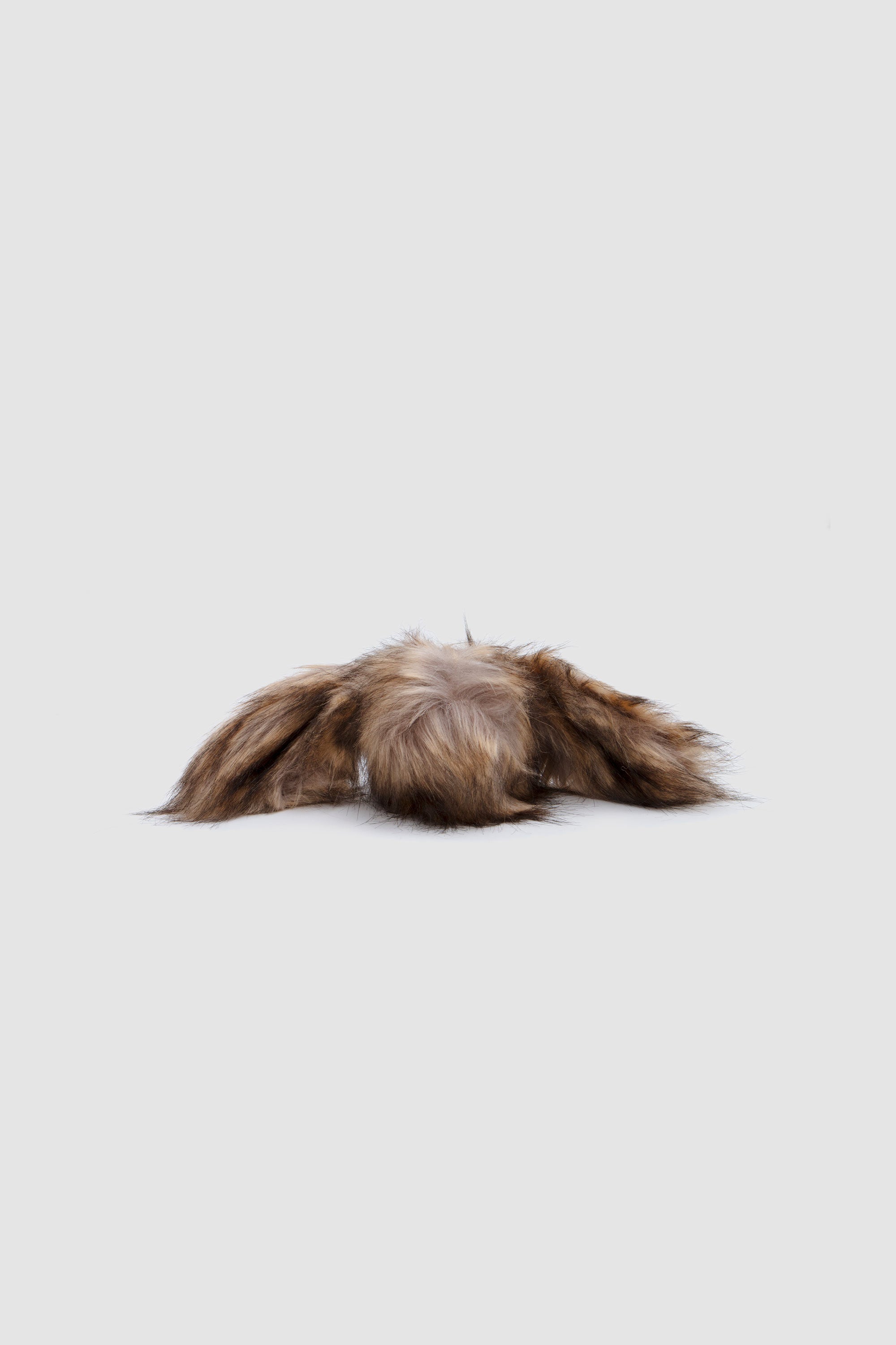 Faux Fur Hare Coin Purse Bag Charm Brown/ Clear