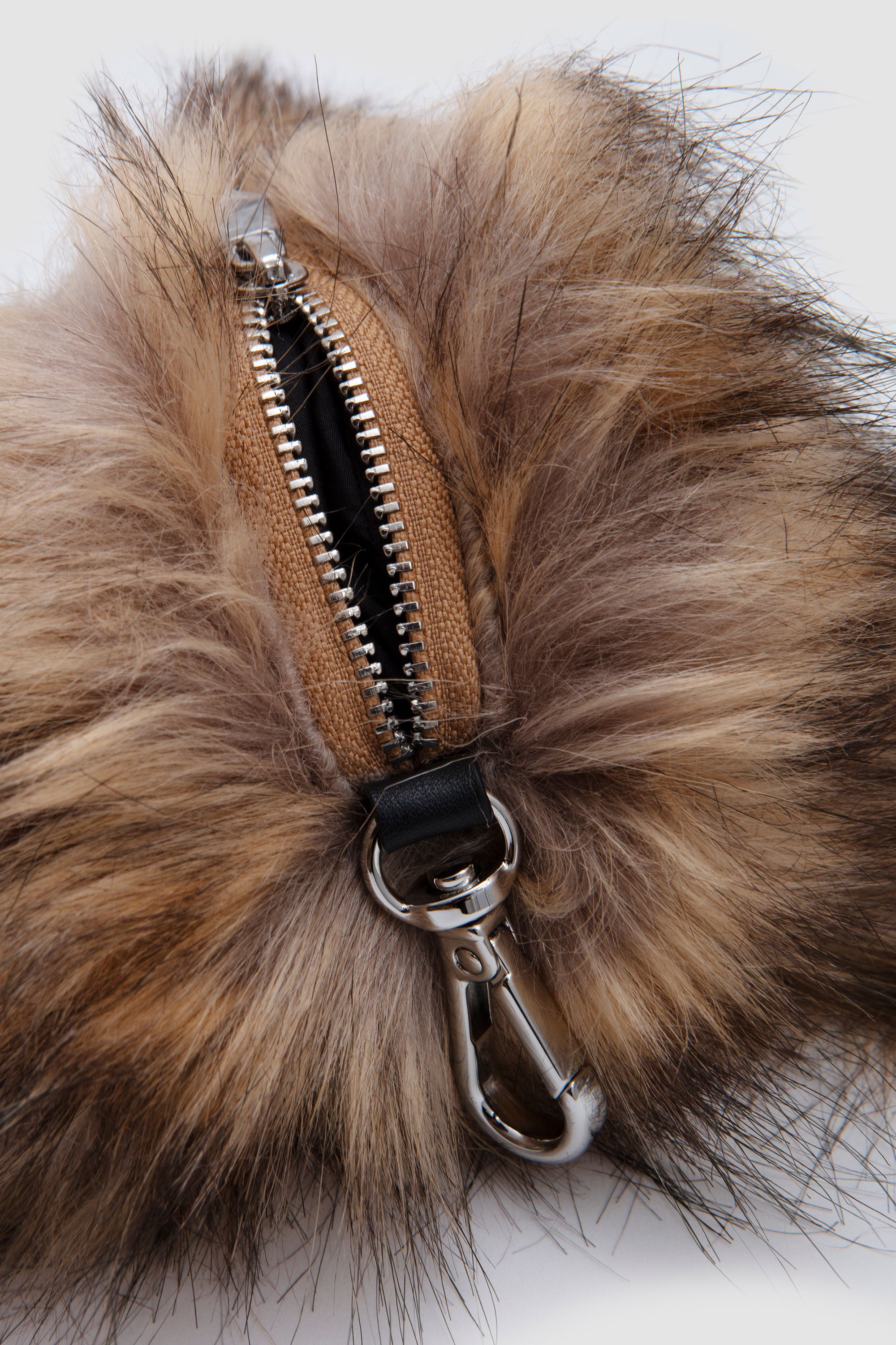 Faux Fur Hare Coin Purse Bag Charm Brown/ Clear_5