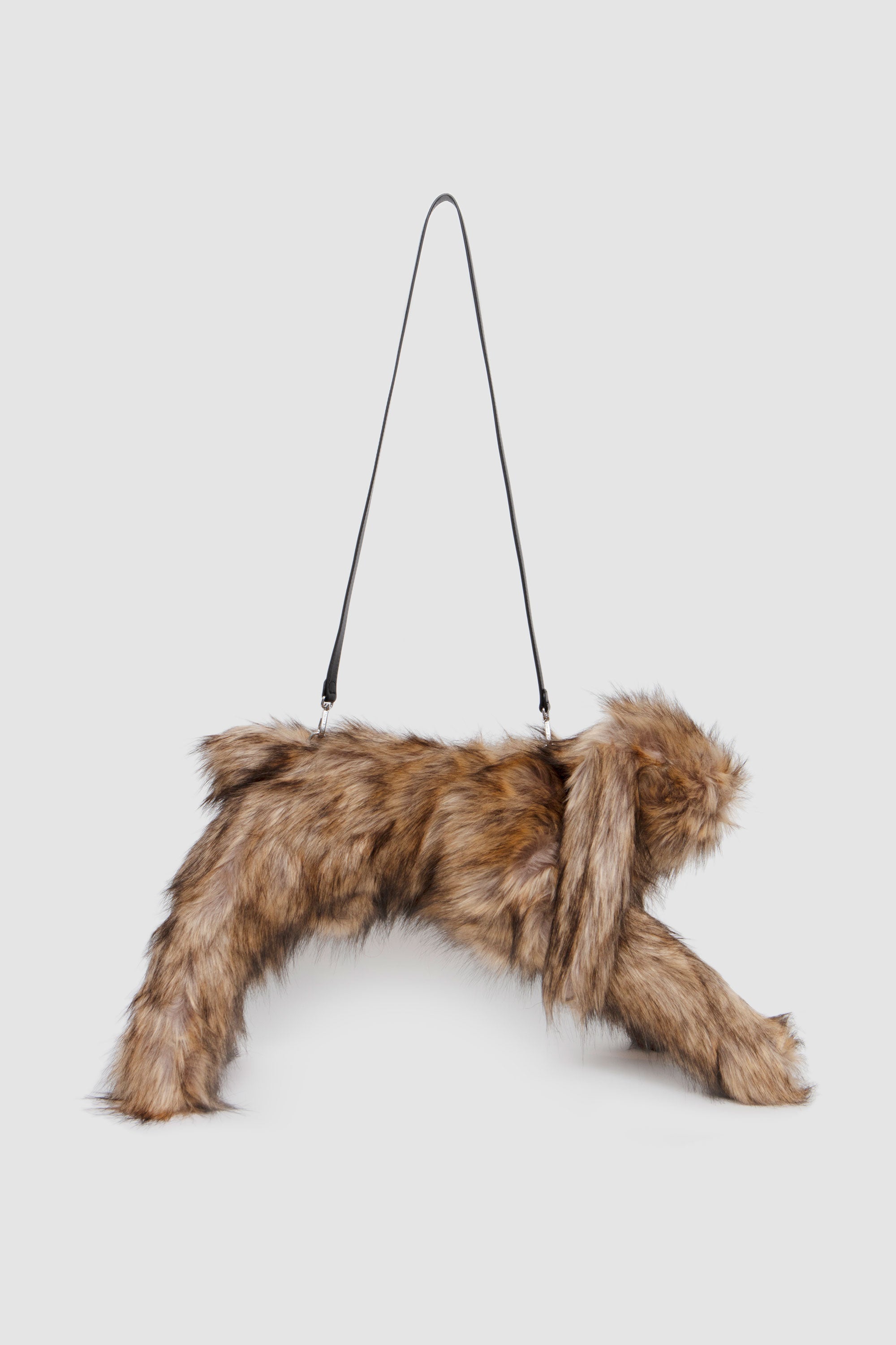 Faux Fur Hare Crossbody Bag Brown/ Clear_6