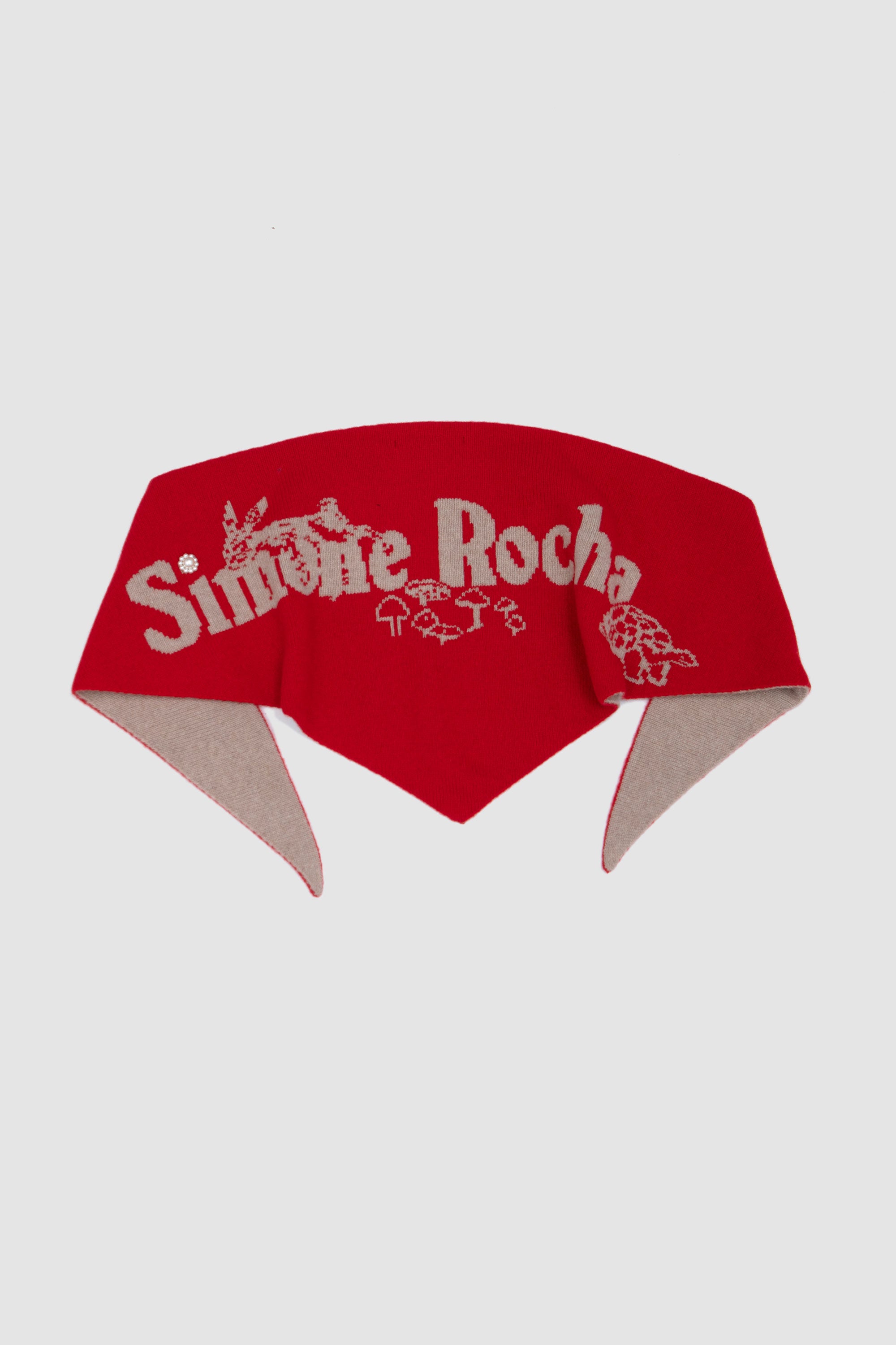 Graphic Logo Knit Neckerchief Red/ Oat