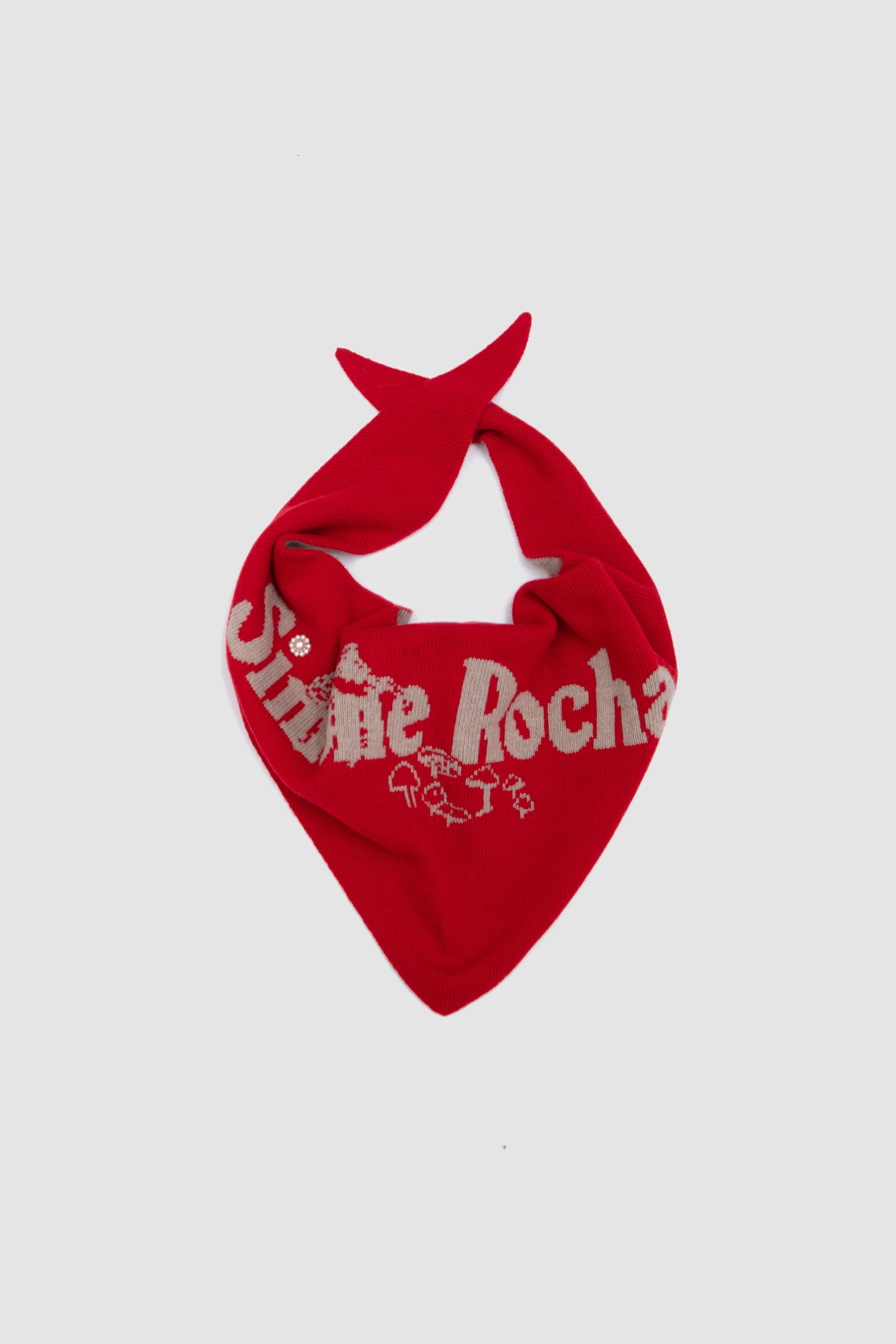 Graphic Logo Knit Neckerchief Red/ Oat