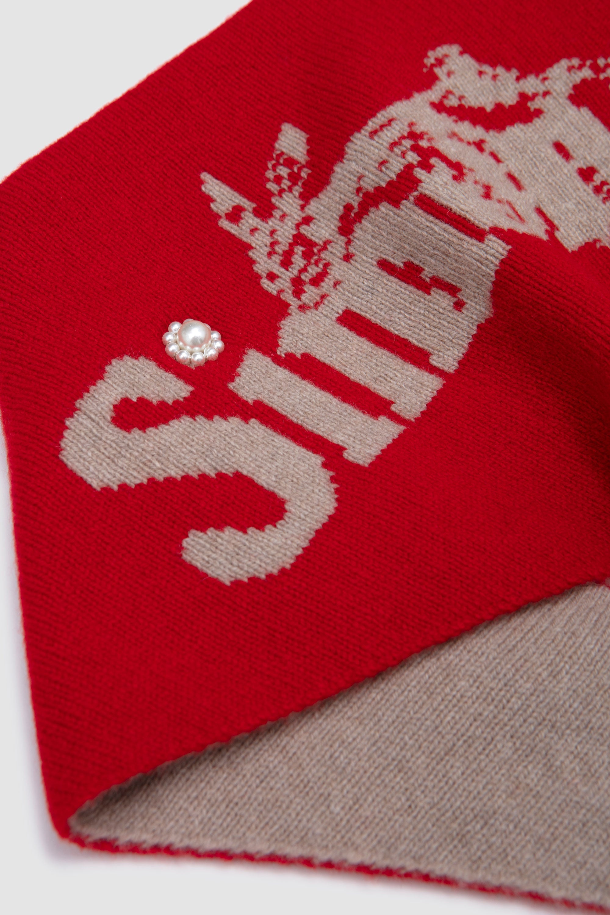 Graphic Logo Knit Neckerchief Red/ Oat