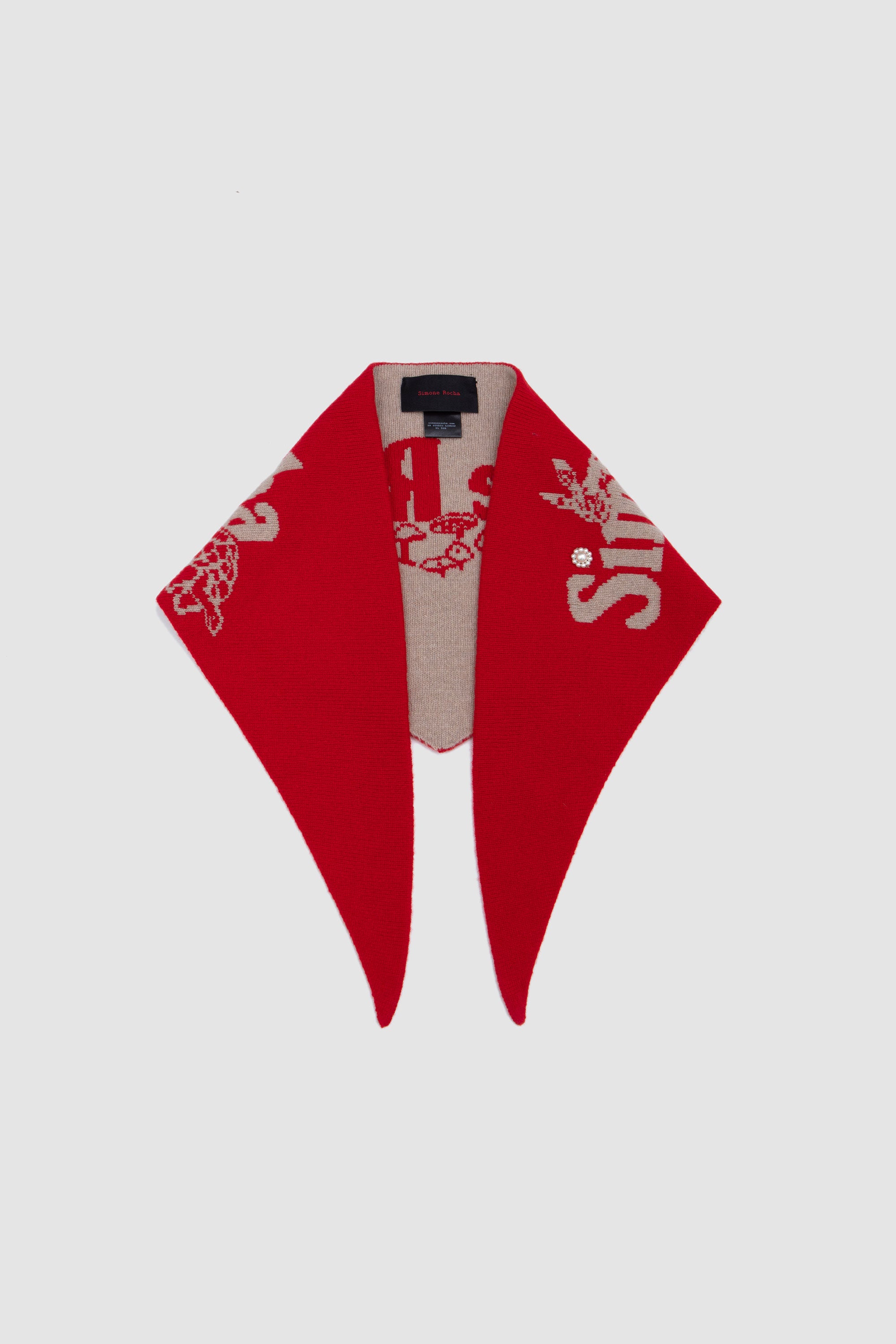Graphic Logo Knit Neckerchief Red/ Oat_4