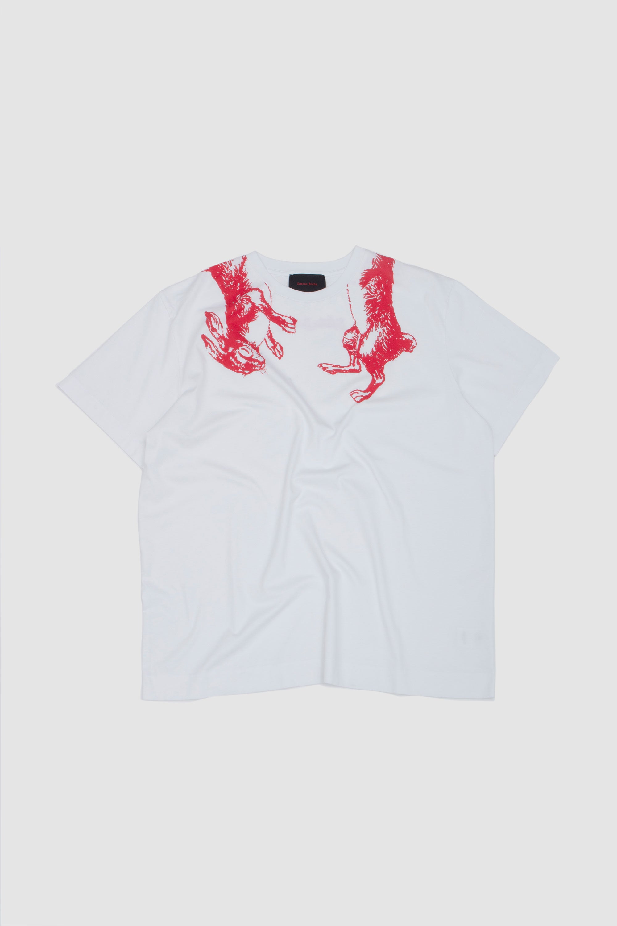 Hare Illustration T-Shirt White/ Red_1