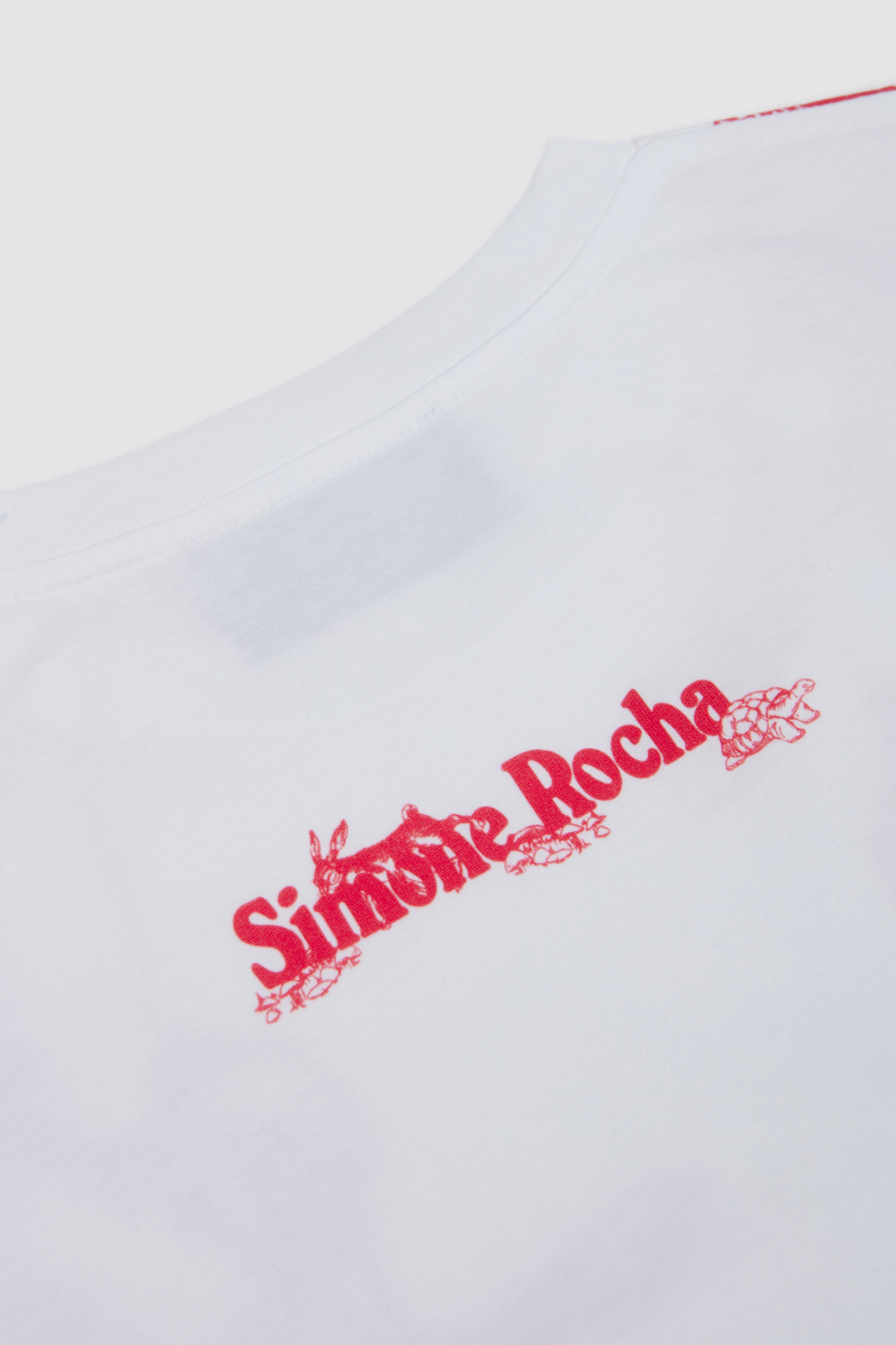 Hare Illustration T-Shirt White/ Red