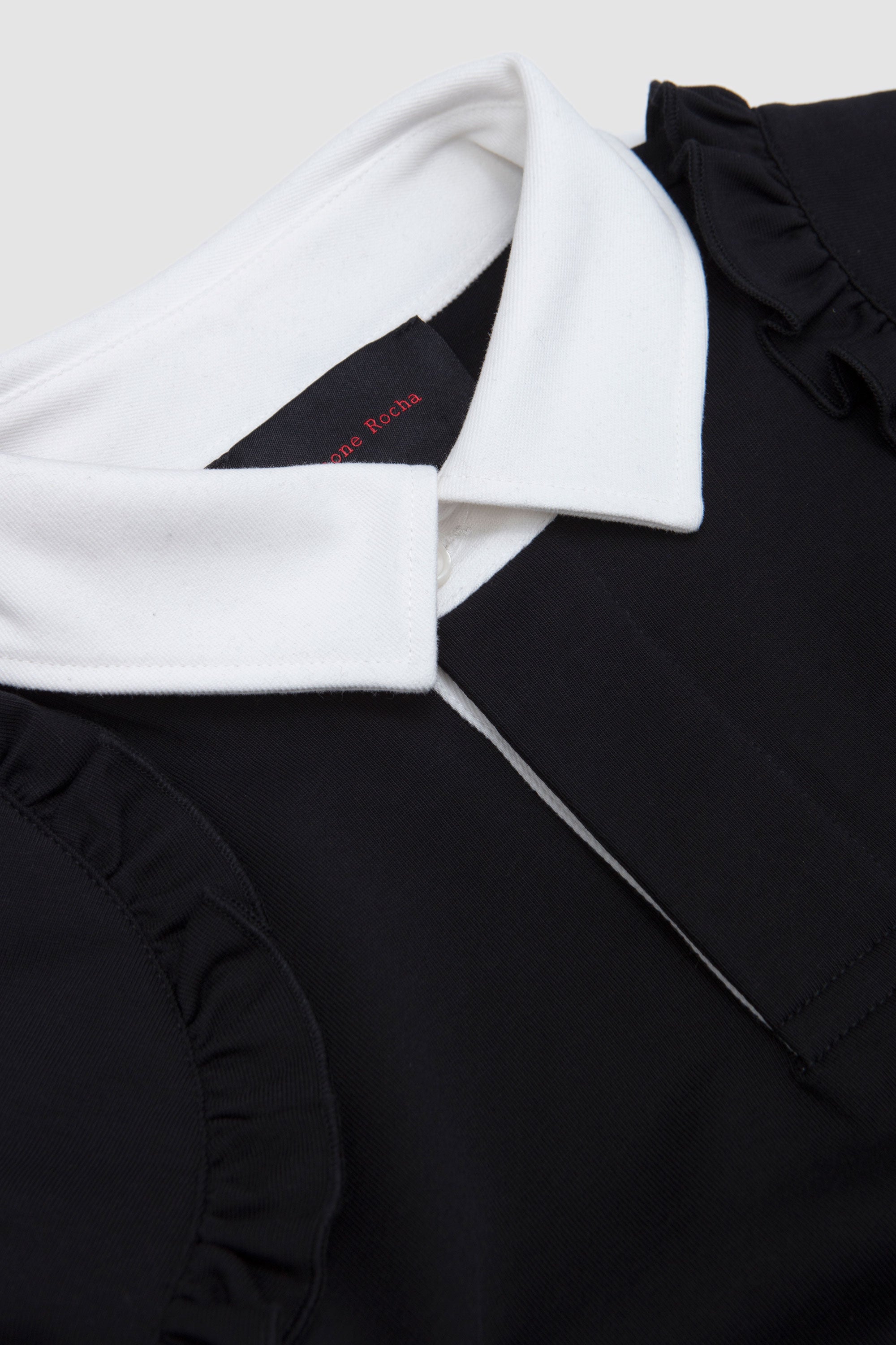 Layered Ruffle Rugby Shirt Black