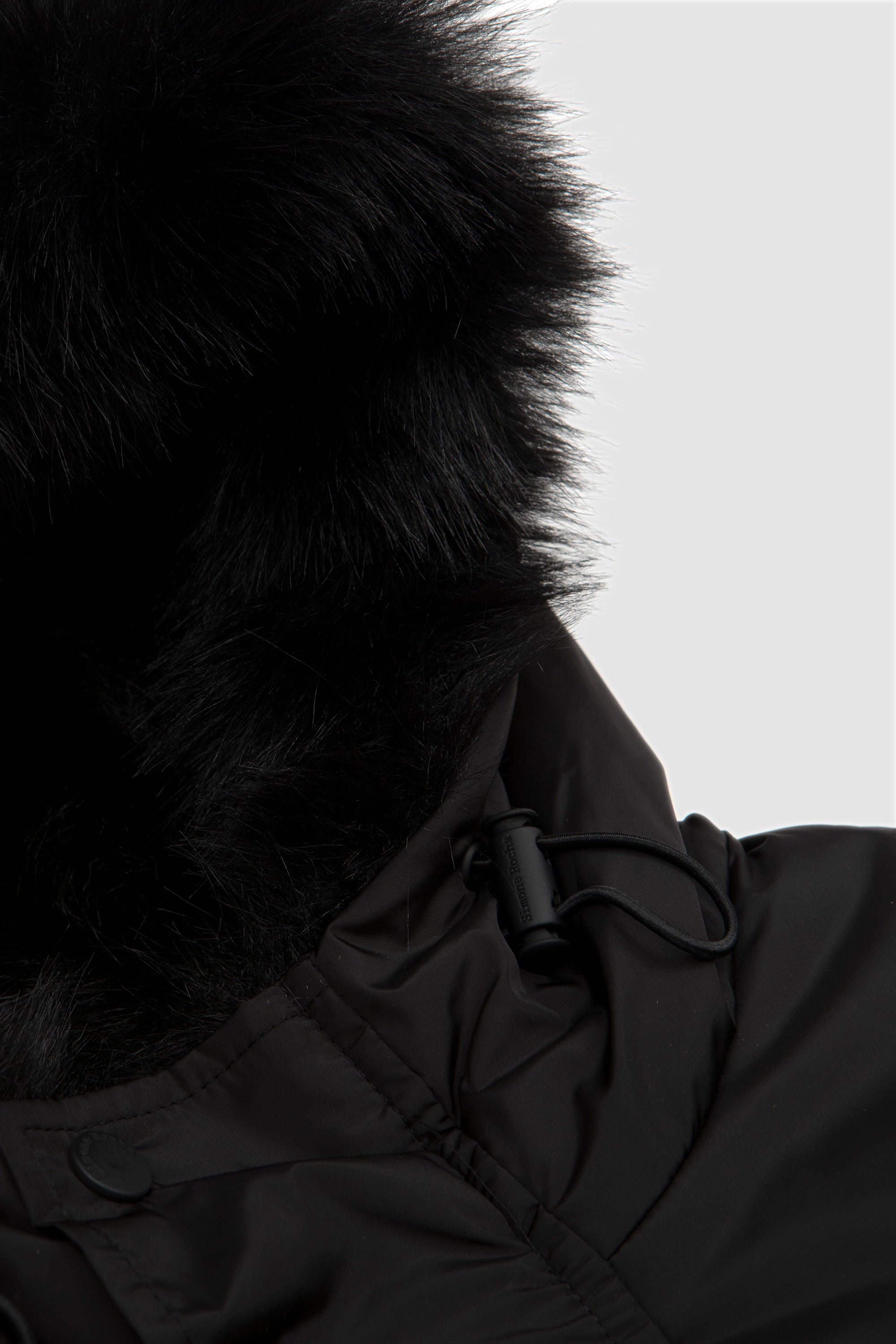 Puff Sleeve Blouson Bomber With Faux Fur Black