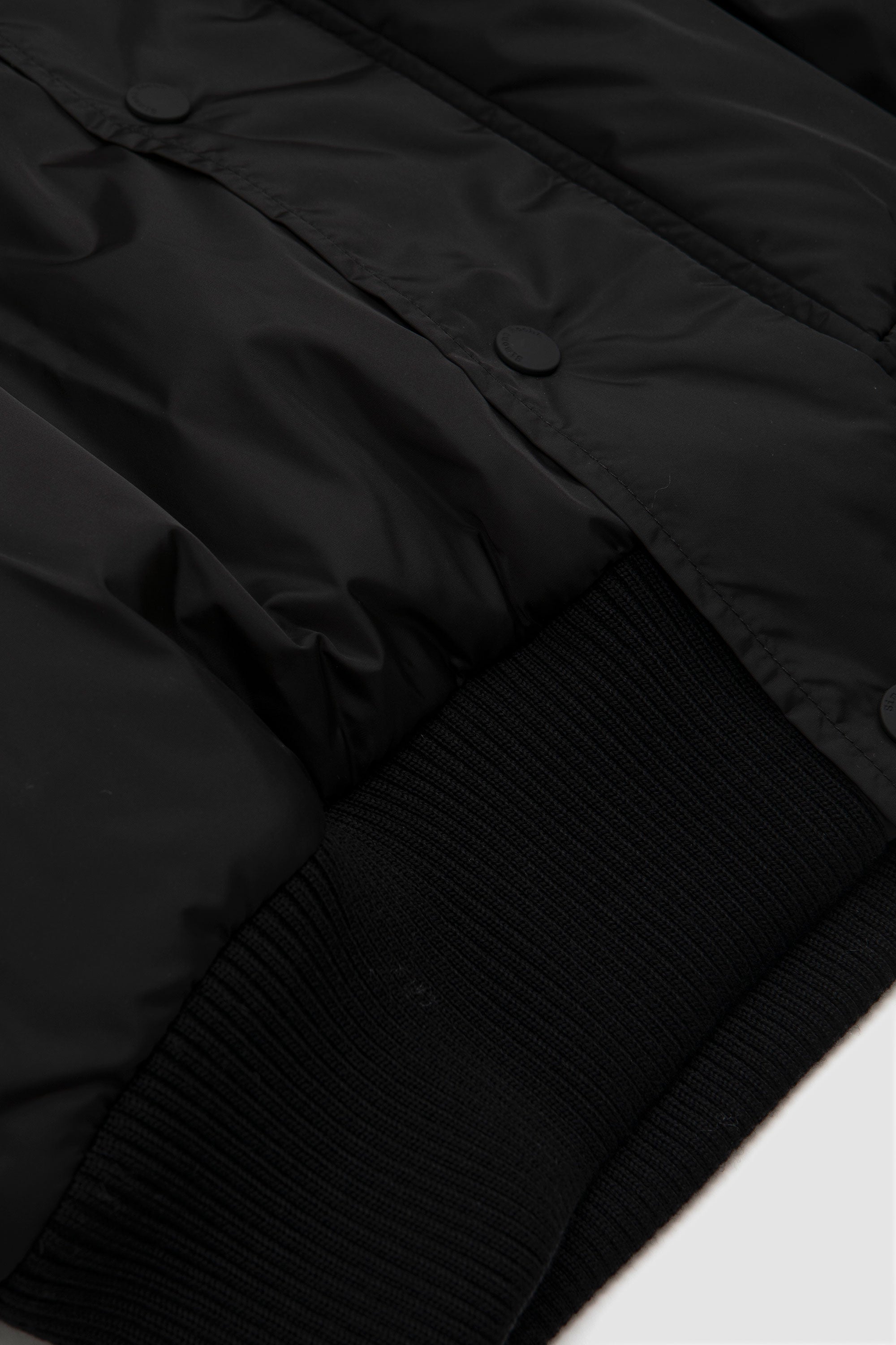 Puff Sleeve Blouson Bomber With Faux Fur Black