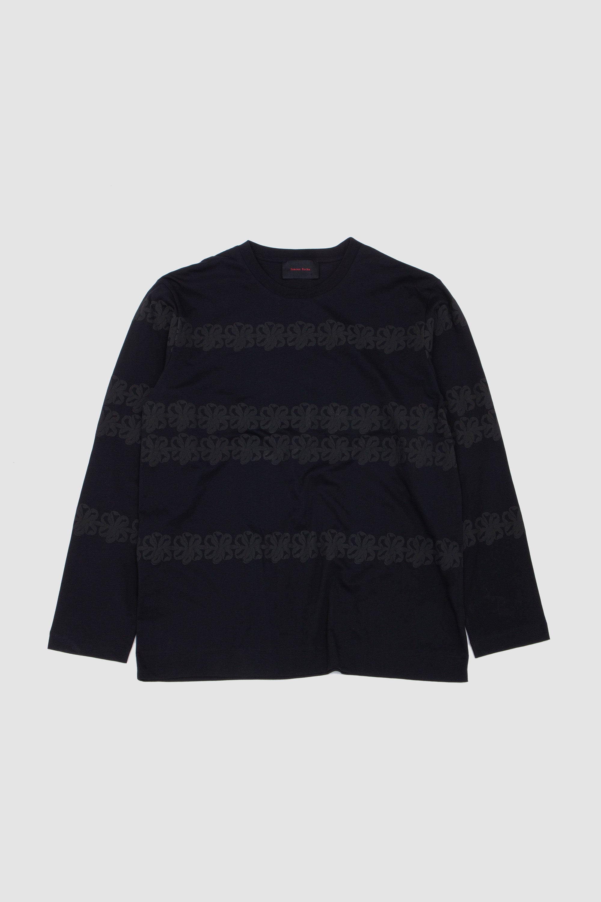 Ribbon Daisy Chain Print T-Shirt Black/ Black_1