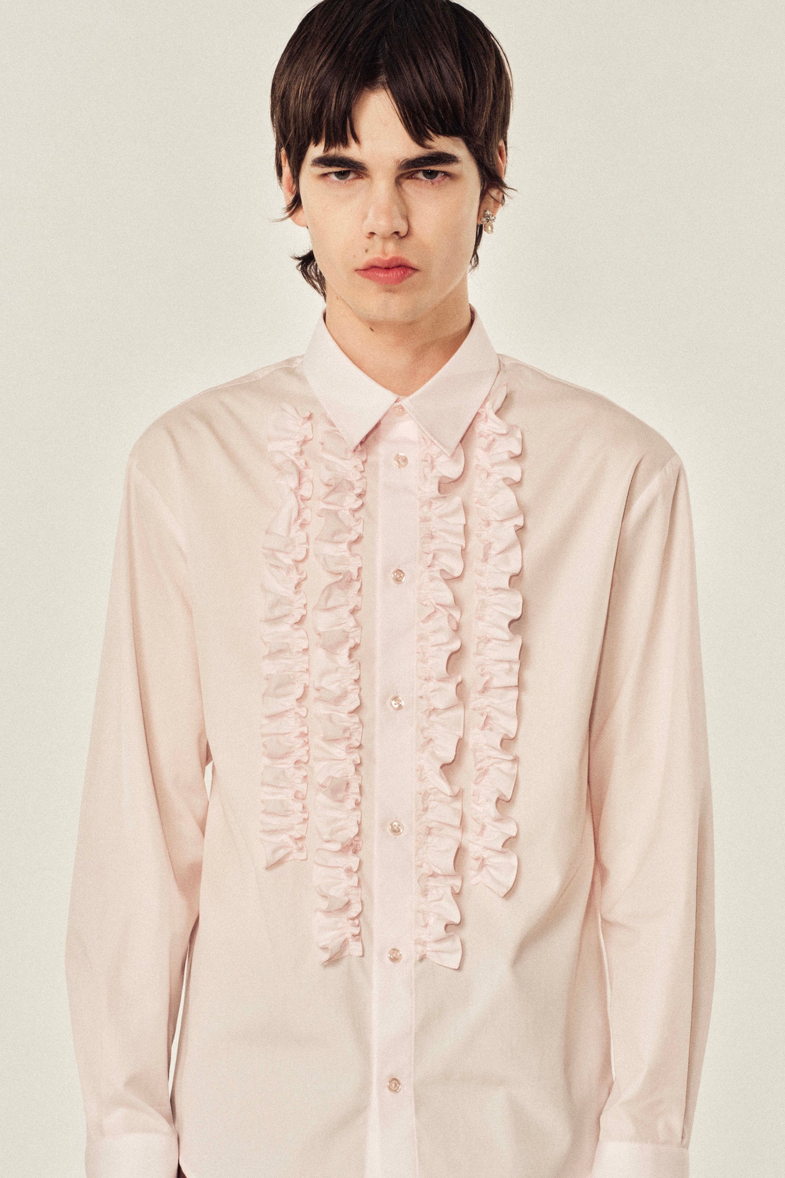 Ruffle Prom Shirt Pale Pink