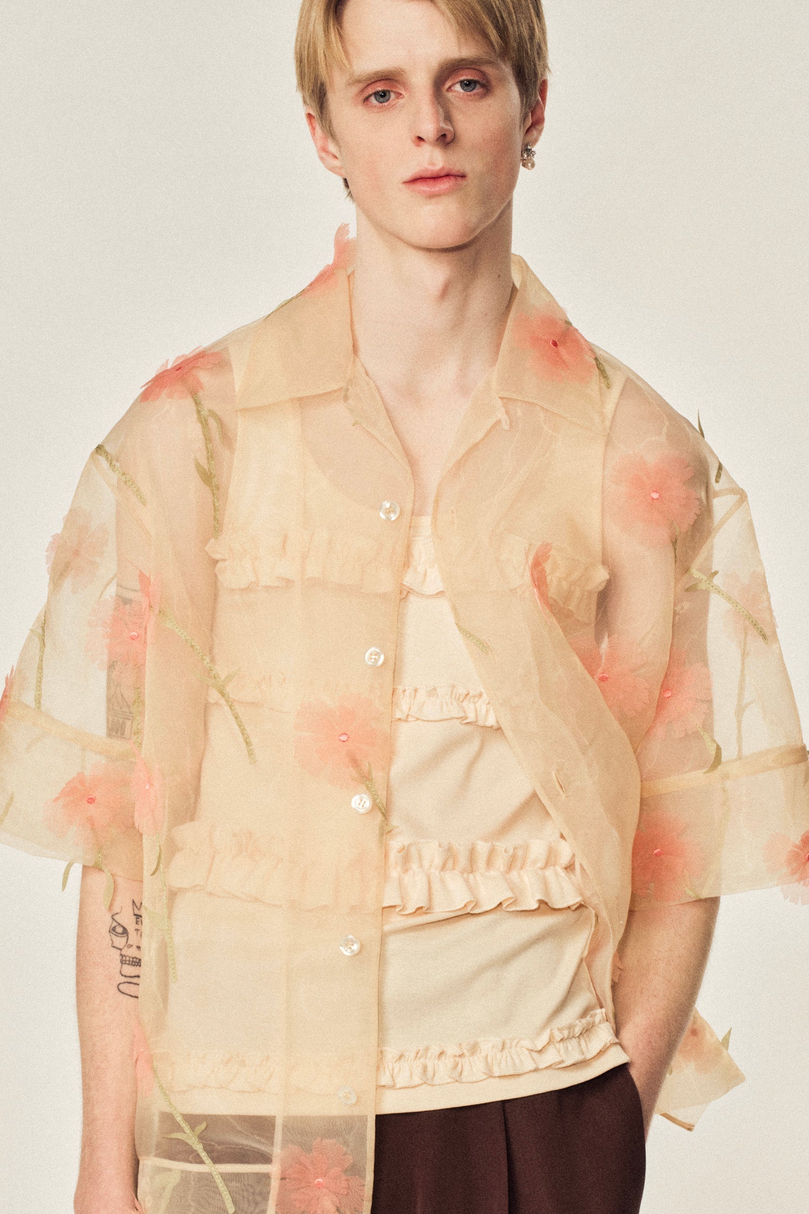 Ruffle Frill Tank Top Nude_1