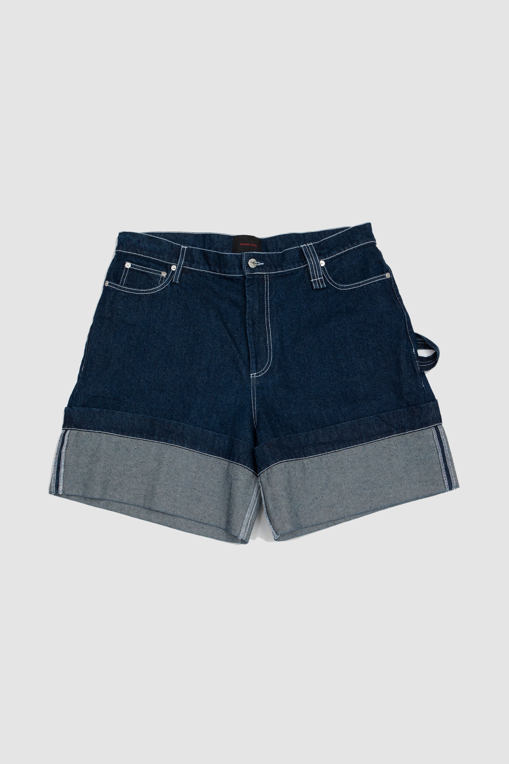 Wide Leg Puddle Denim Shorts Indigo_1