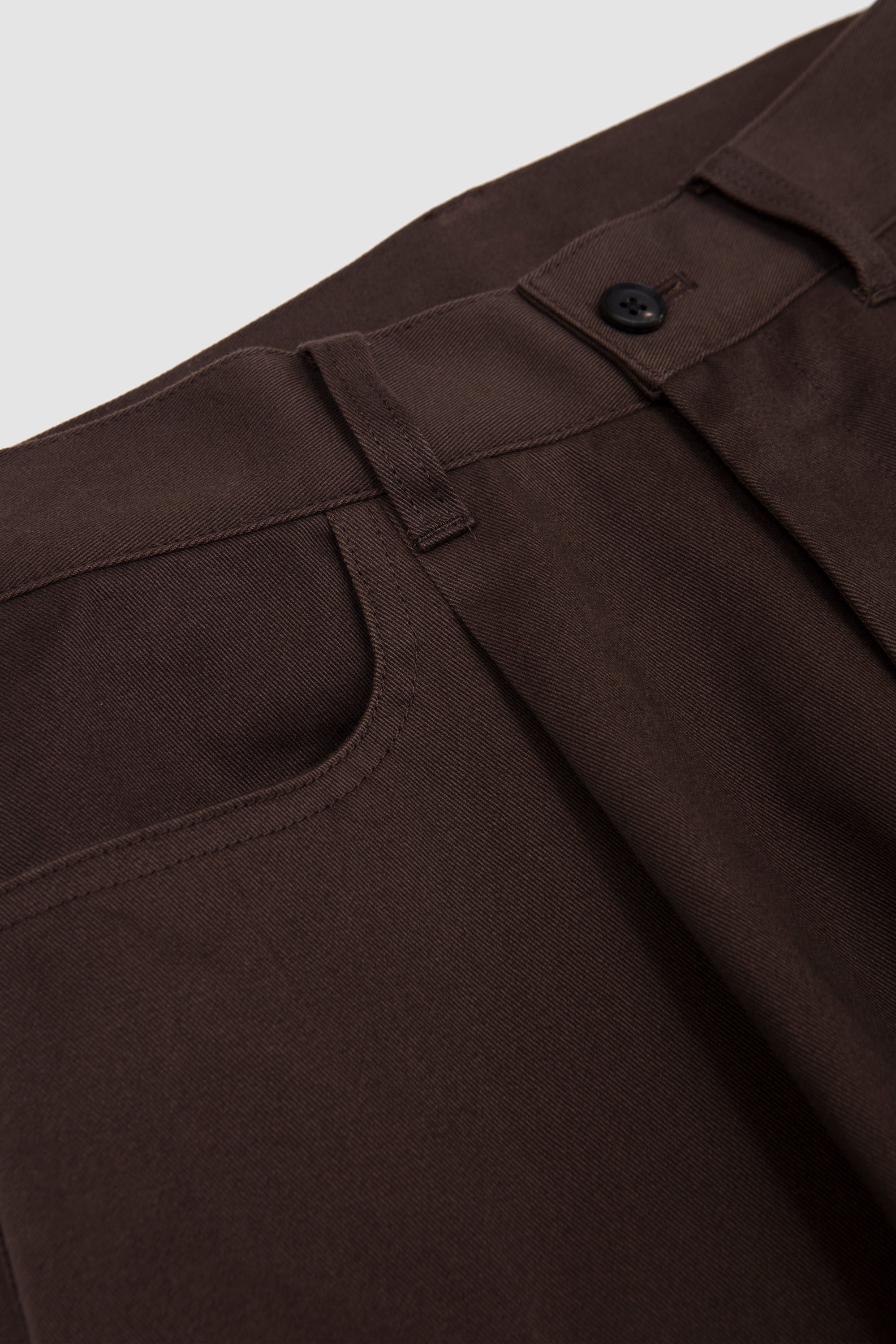 Brushed Chino One Tuck Wide Pants Brown