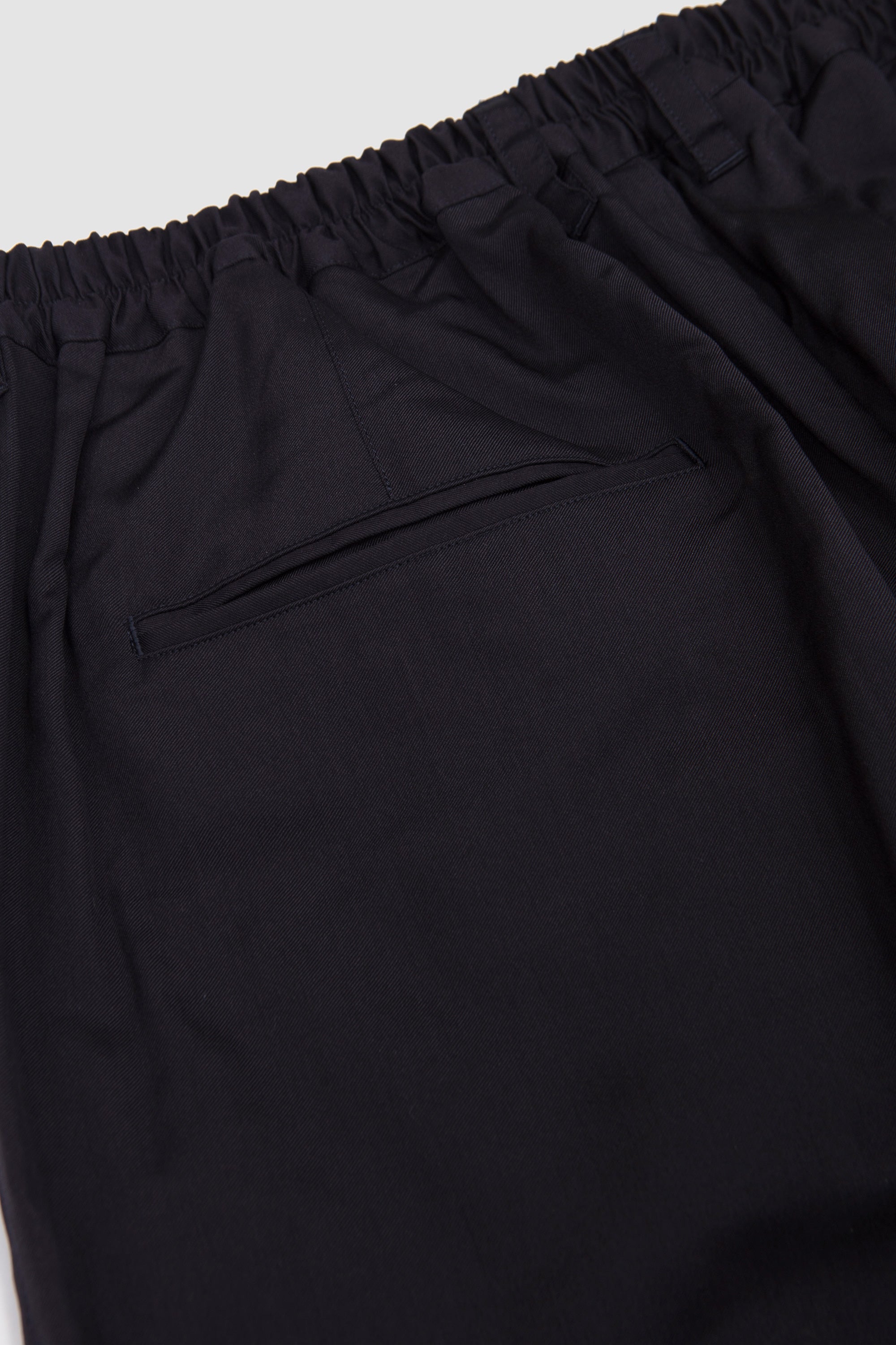 Cotton Rayon Easy Long Wide Trousers Black