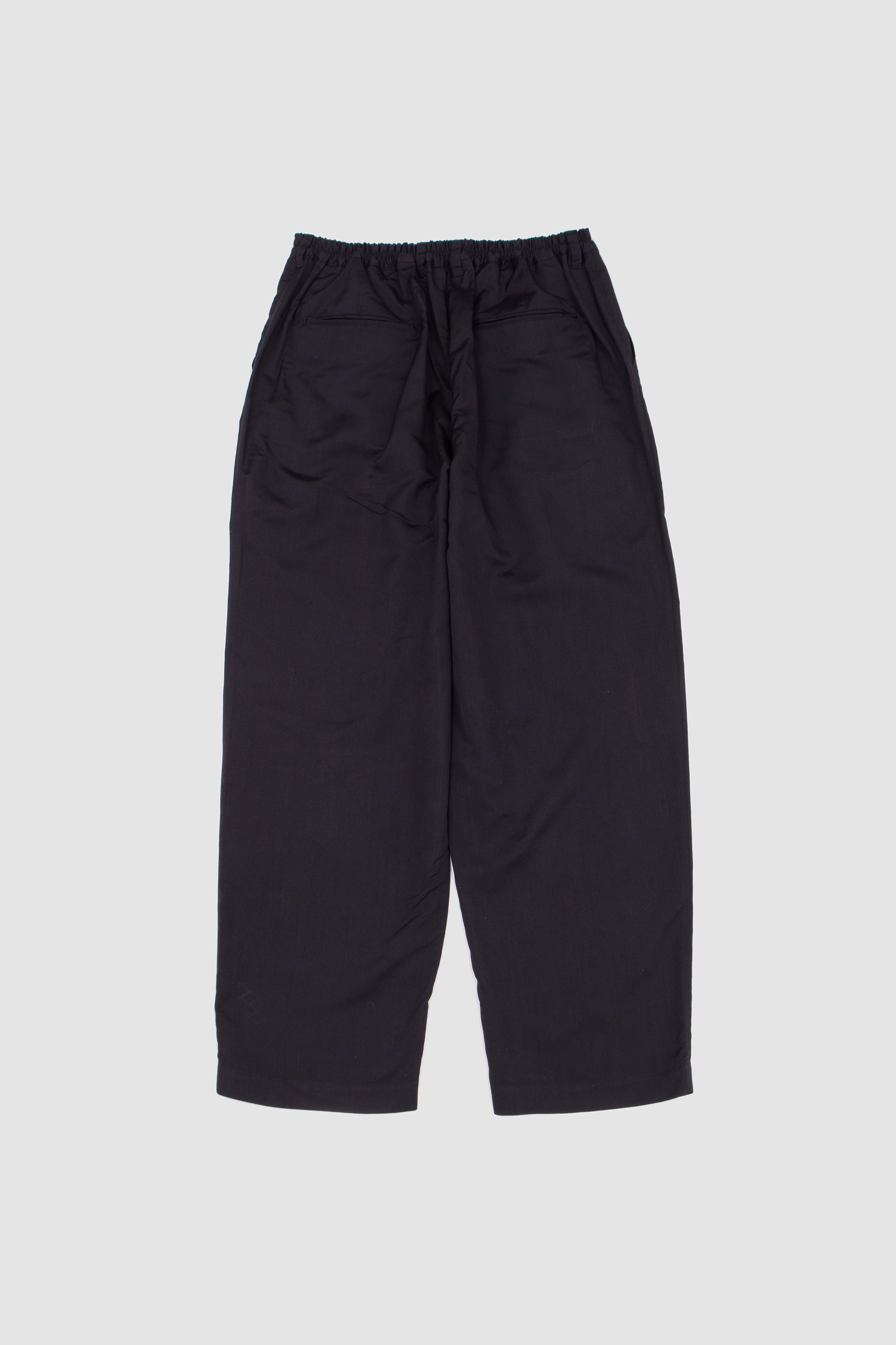 Cotton Rayon Easy Long Wide Trousers Black_4