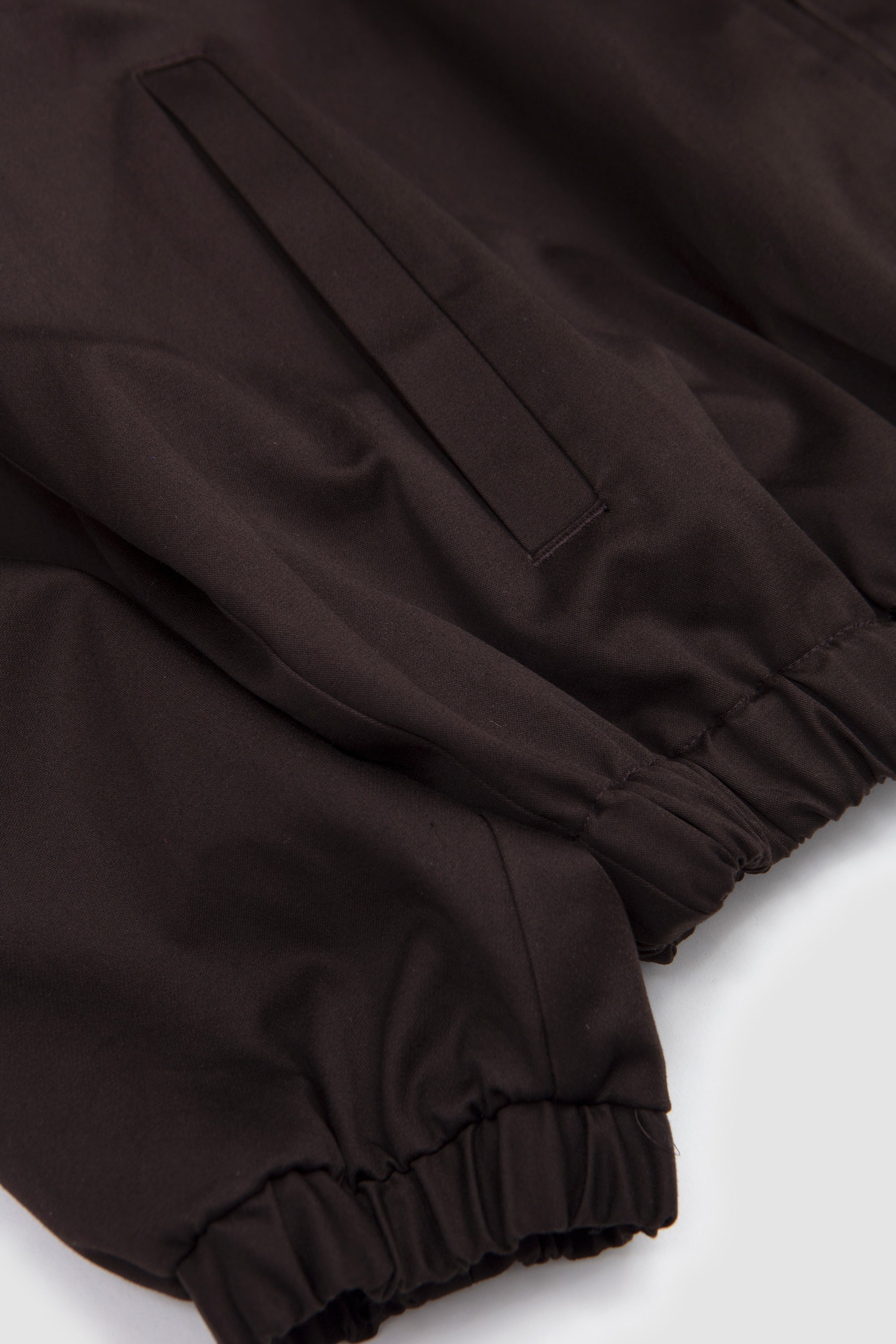 Cotton Satin Shirred Light Zip Jacket Dark Brown