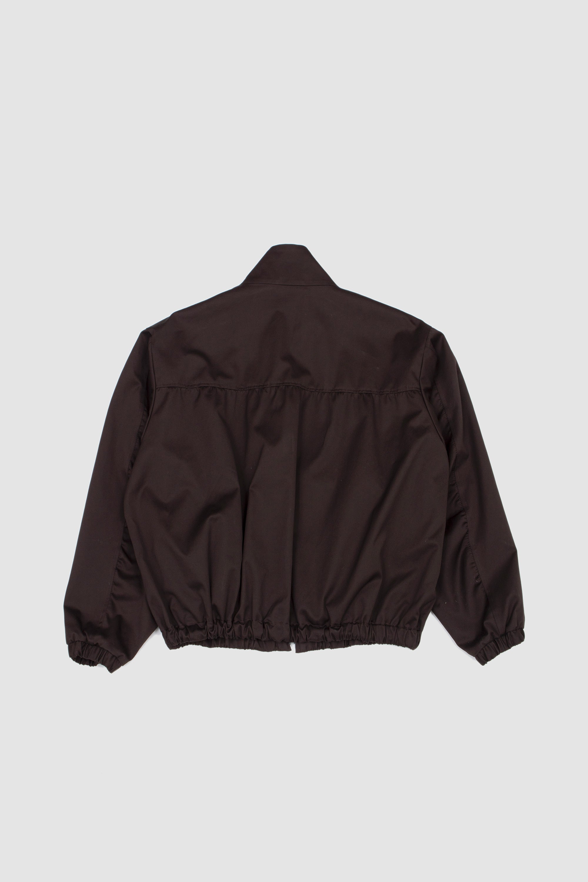 Cotton Satin Shirred Light Zip Jacket Dark Brown_4