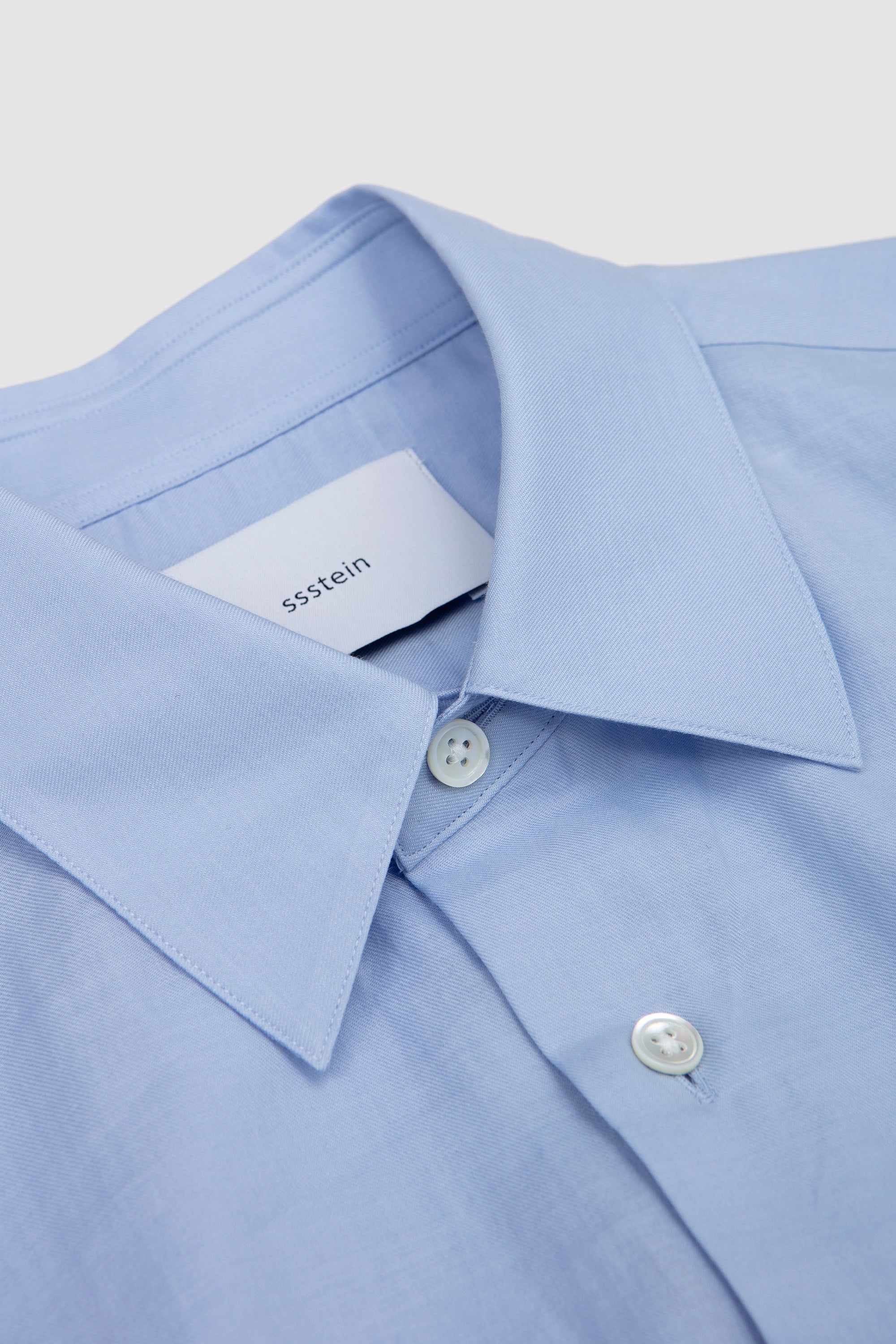 Cotton Silk Oversized Regular Collar Shirt Sax