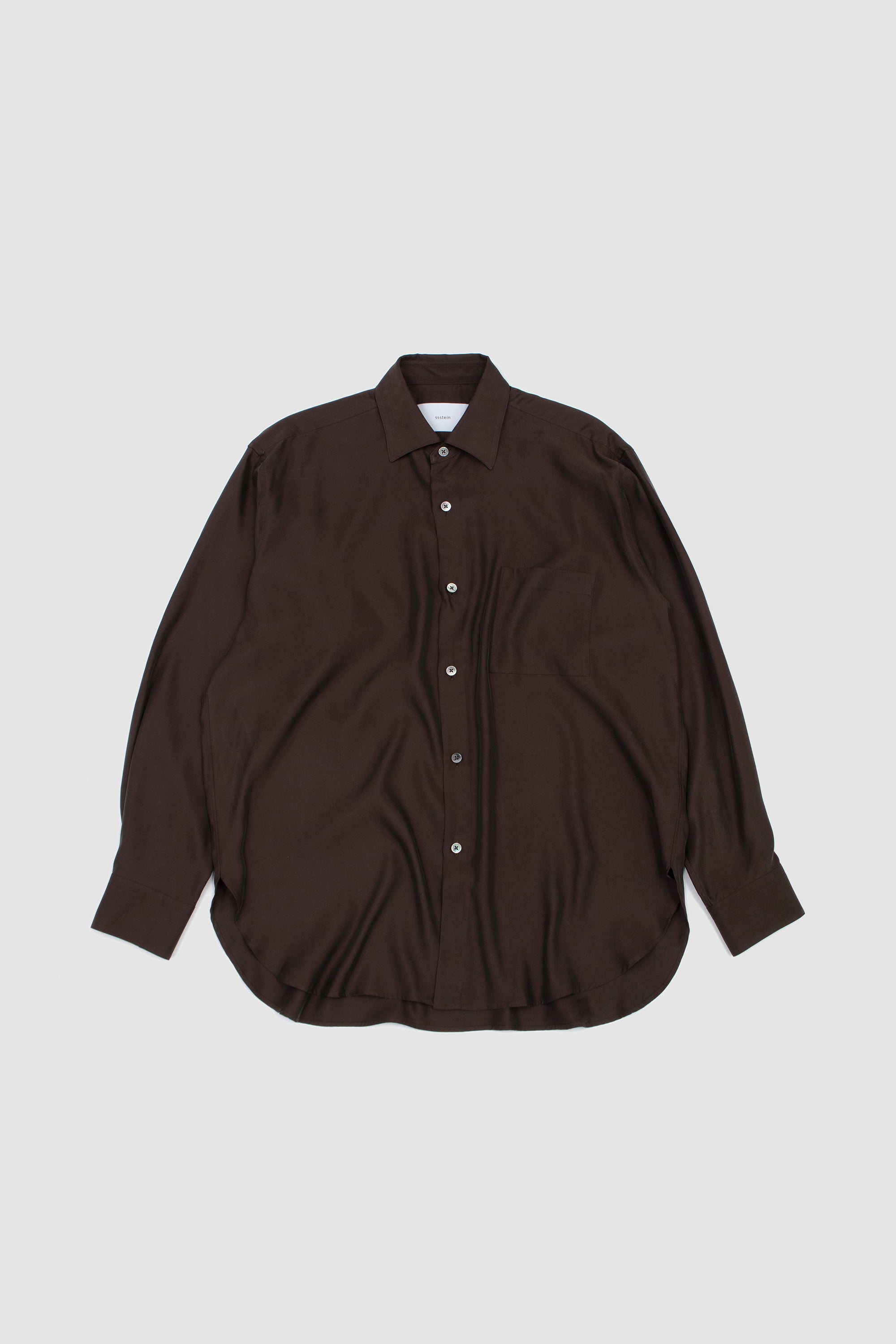 Cupro Twill Oversized LS Shirt Dark Brown_1