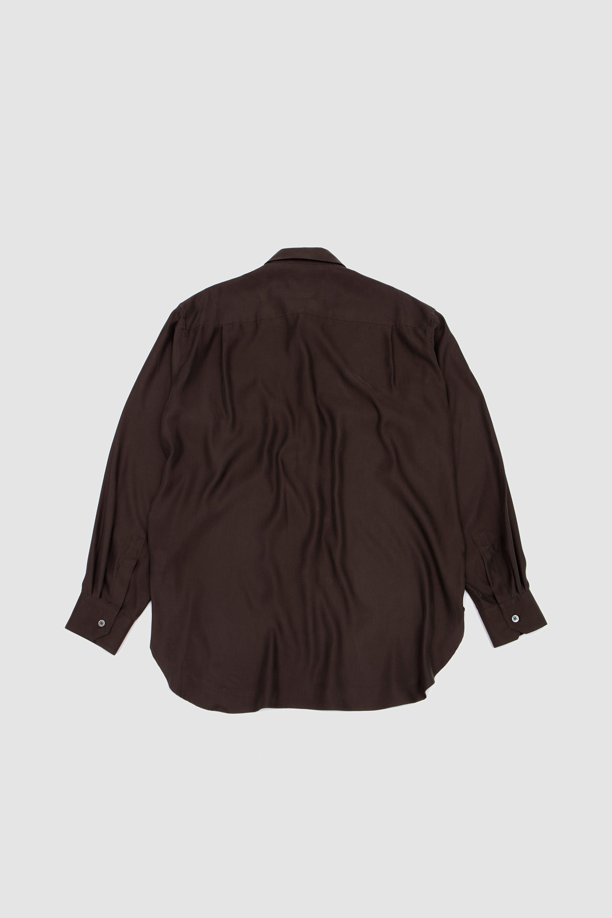 Cupro Twill Oversized LS Shirt Dark Brown_4