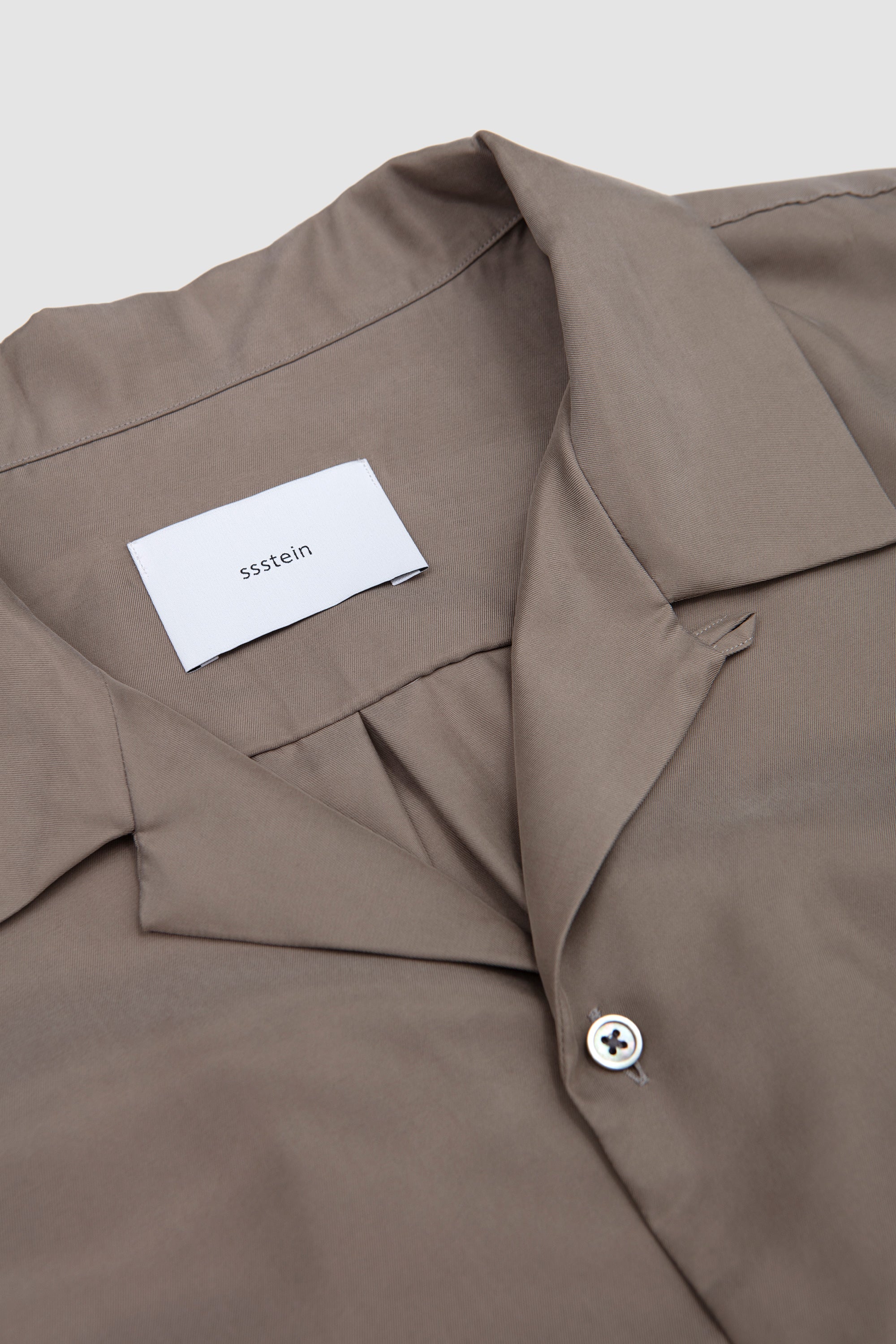 Cupro Twill Oversized Open Collar SS Shirt Taupe